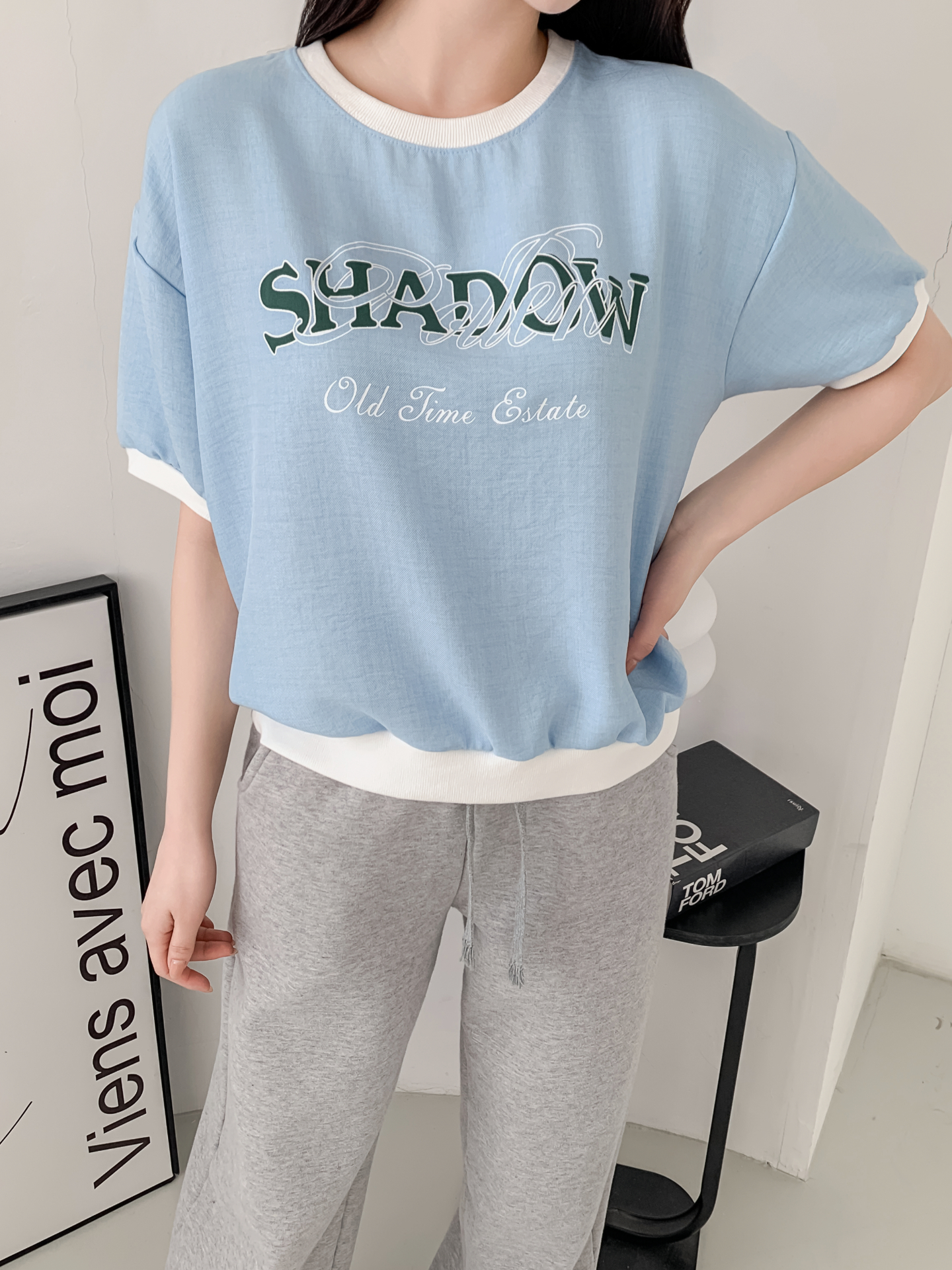 ラウンドネック半袖レタリング配色スウェット | 詳細画像12