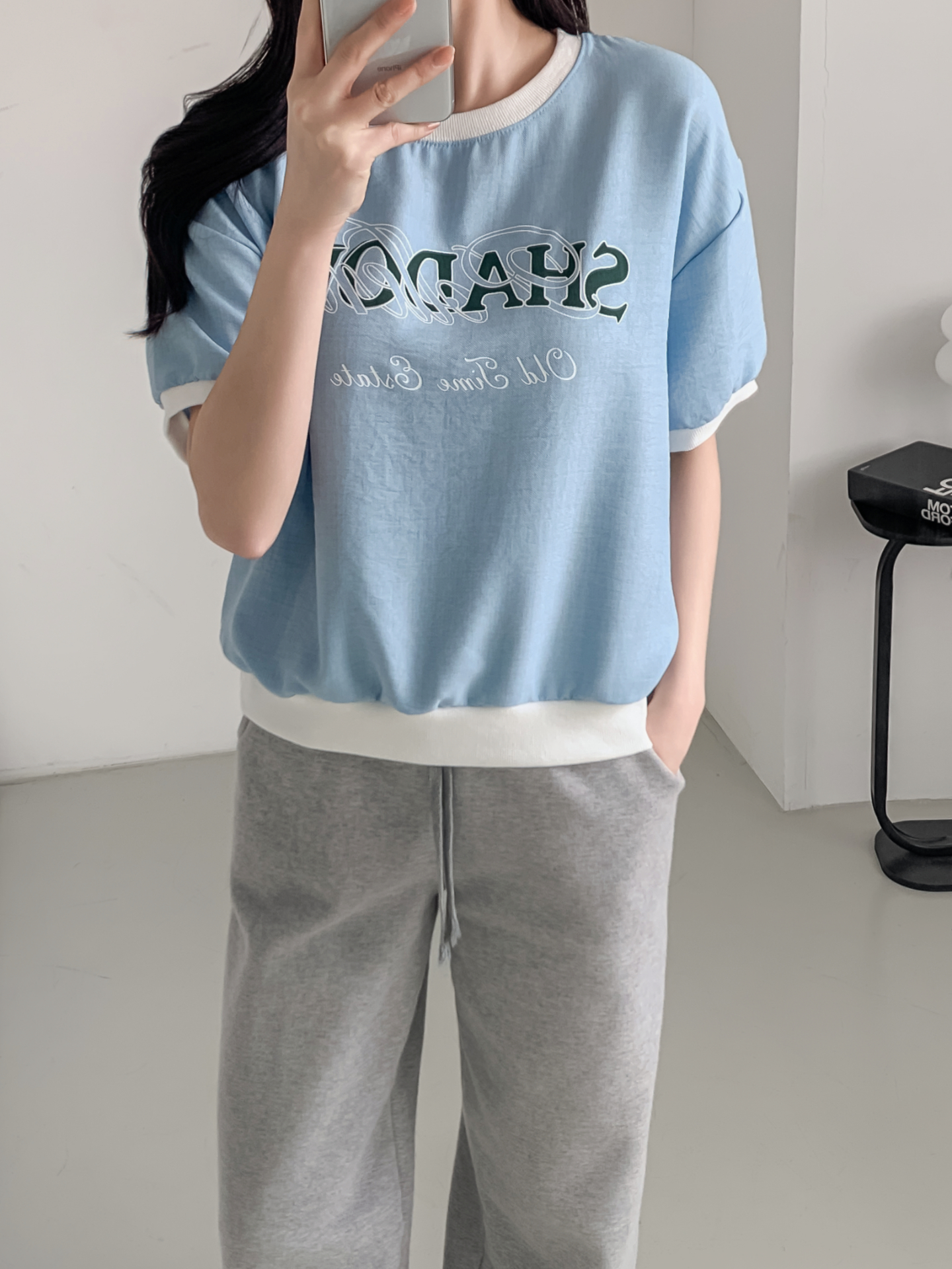 ラウンドネック半袖レタリング配色スウェット | 詳細画像17