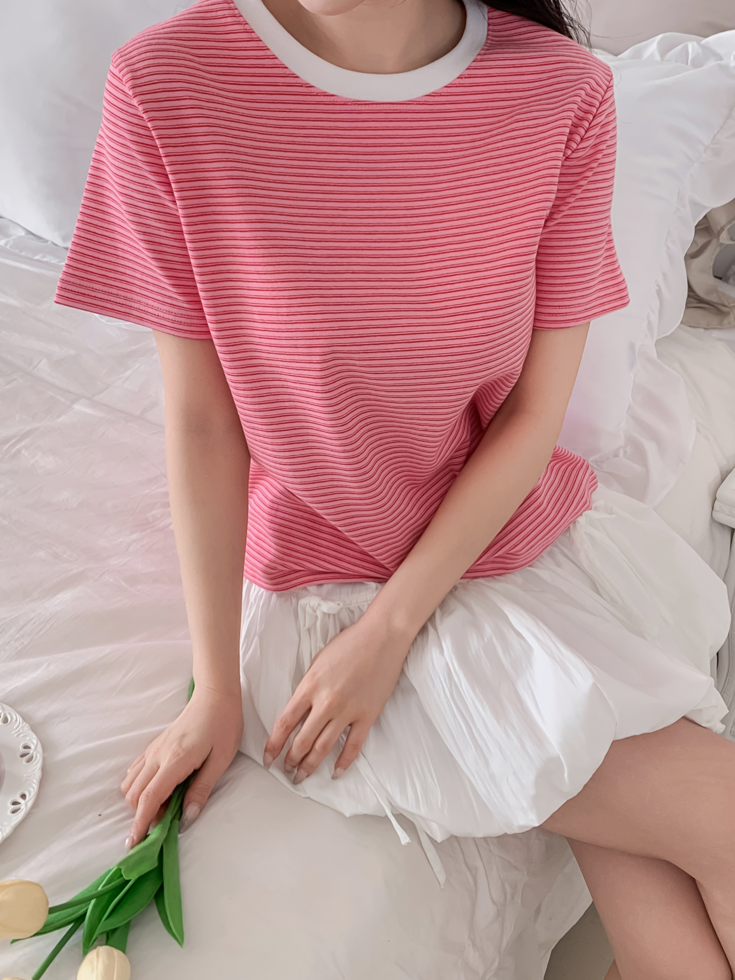 ラウンドネック半袖ボーダーTシャツ | 詳細画像12