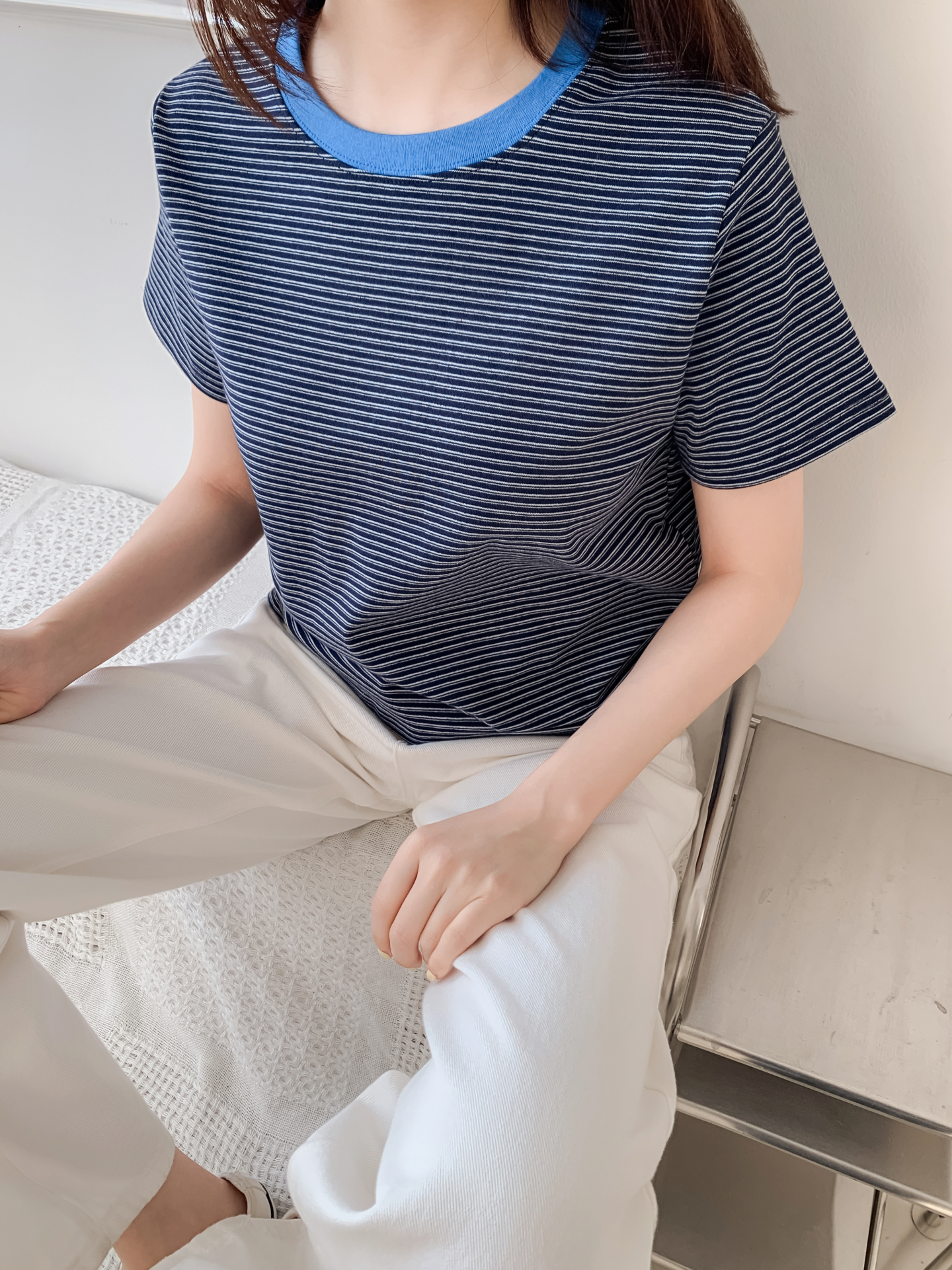 ラウンドネック半袖ボーダーTシャツ | 詳細画像25