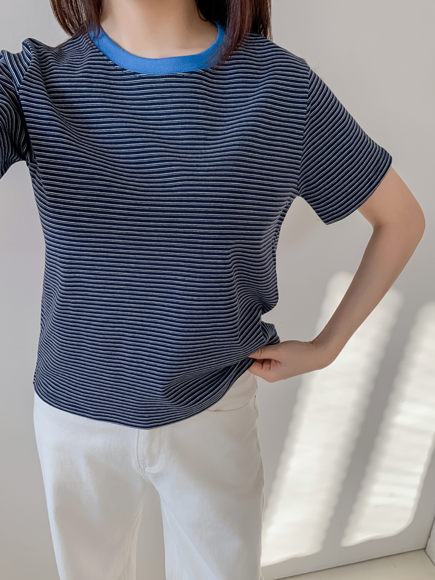 ラウンドネック半袖ボーダーTシャツ | 詳細画像30