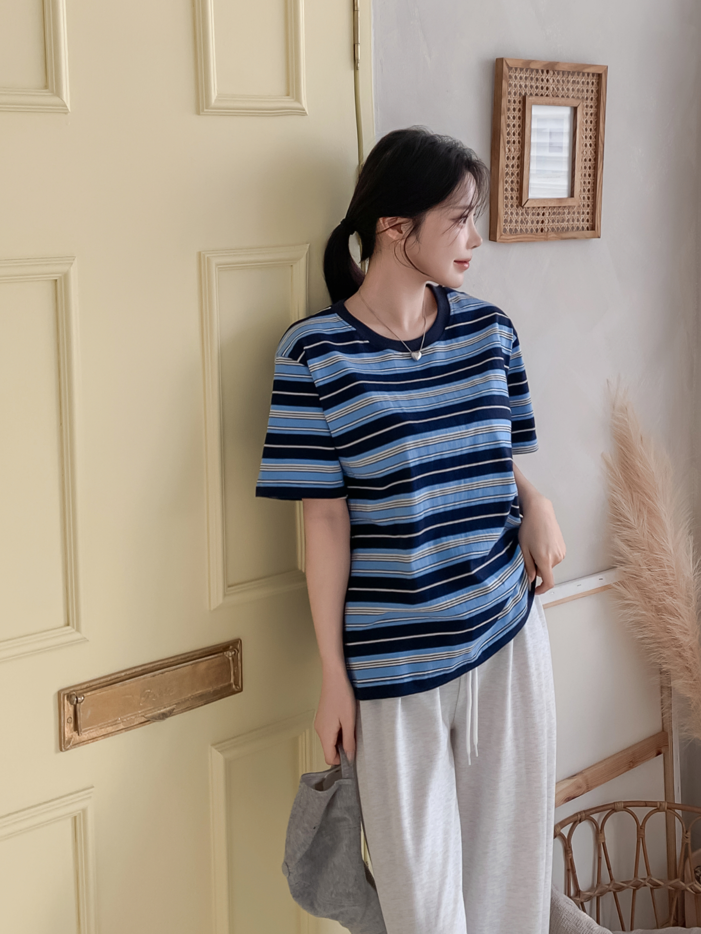 コットンラウンドネック半袖ボーダーTシャツ | 詳細画像11