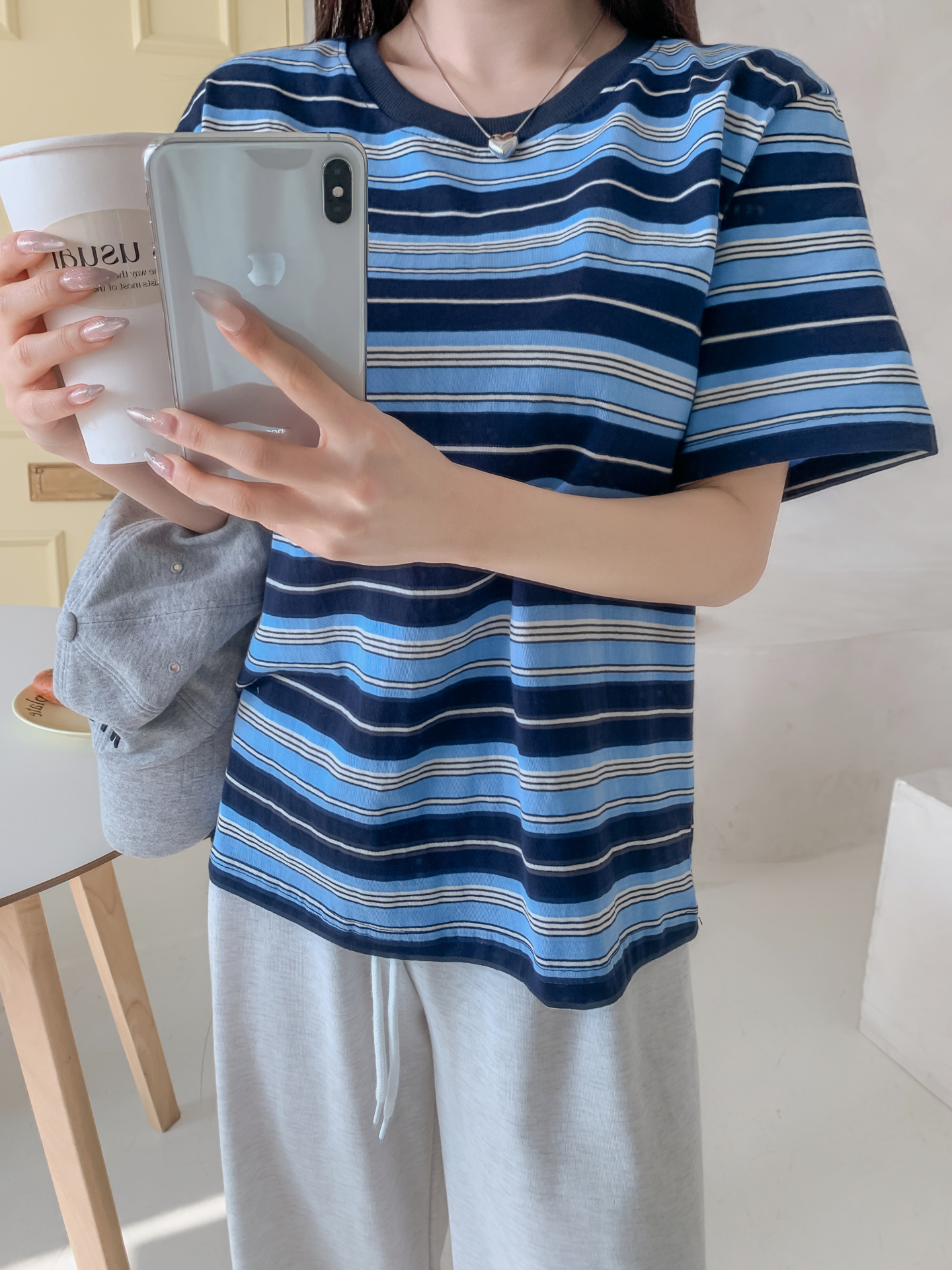 コットンラウンドネック半袖ボーダーTシャツ | 詳細画像17