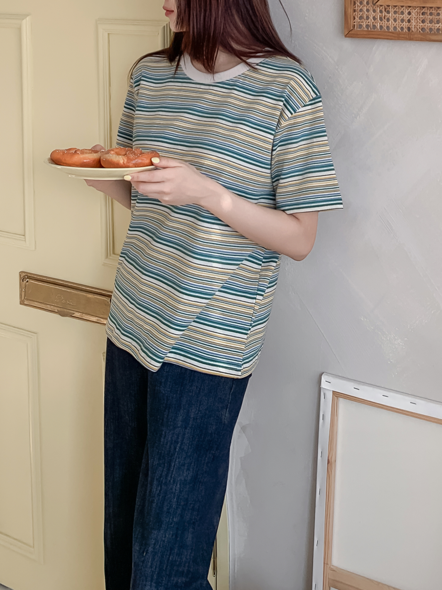 コットンラウンドネック半袖ボーダーTシャツ | 詳細画像25