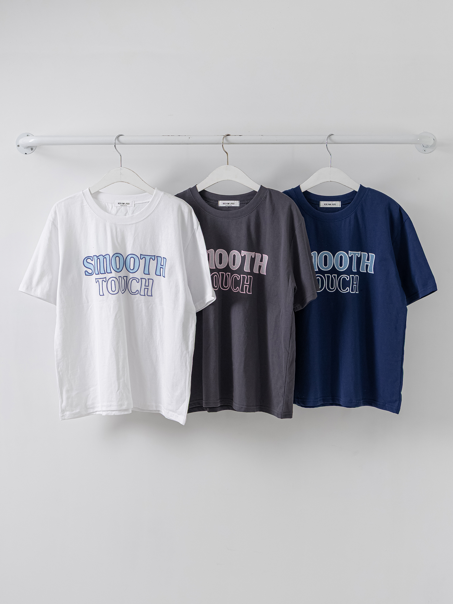 コットンラウンドネック半袖レタリング刺繍Tシャツ | 詳細画像2