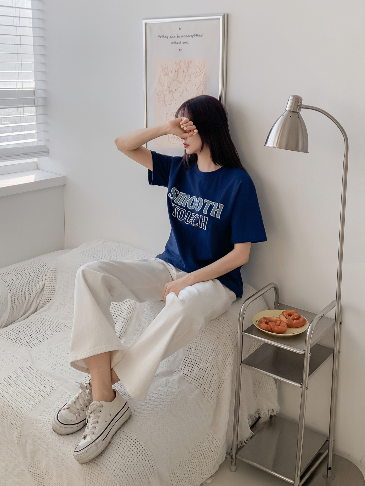 コットンラウンドネック半袖レタリング刺繍Tシャツ | 詳細画像22