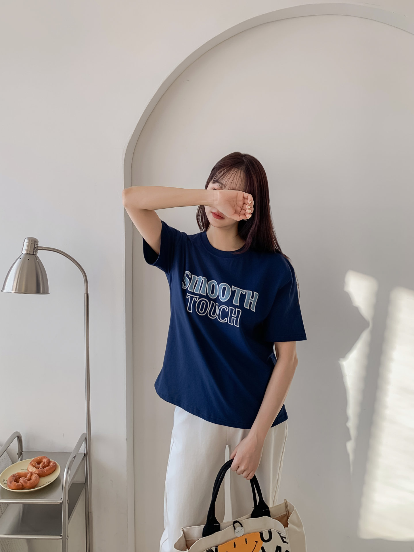 コットンラウンドネック半袖レタリング刺繍Tシャツ | 詳細画像29