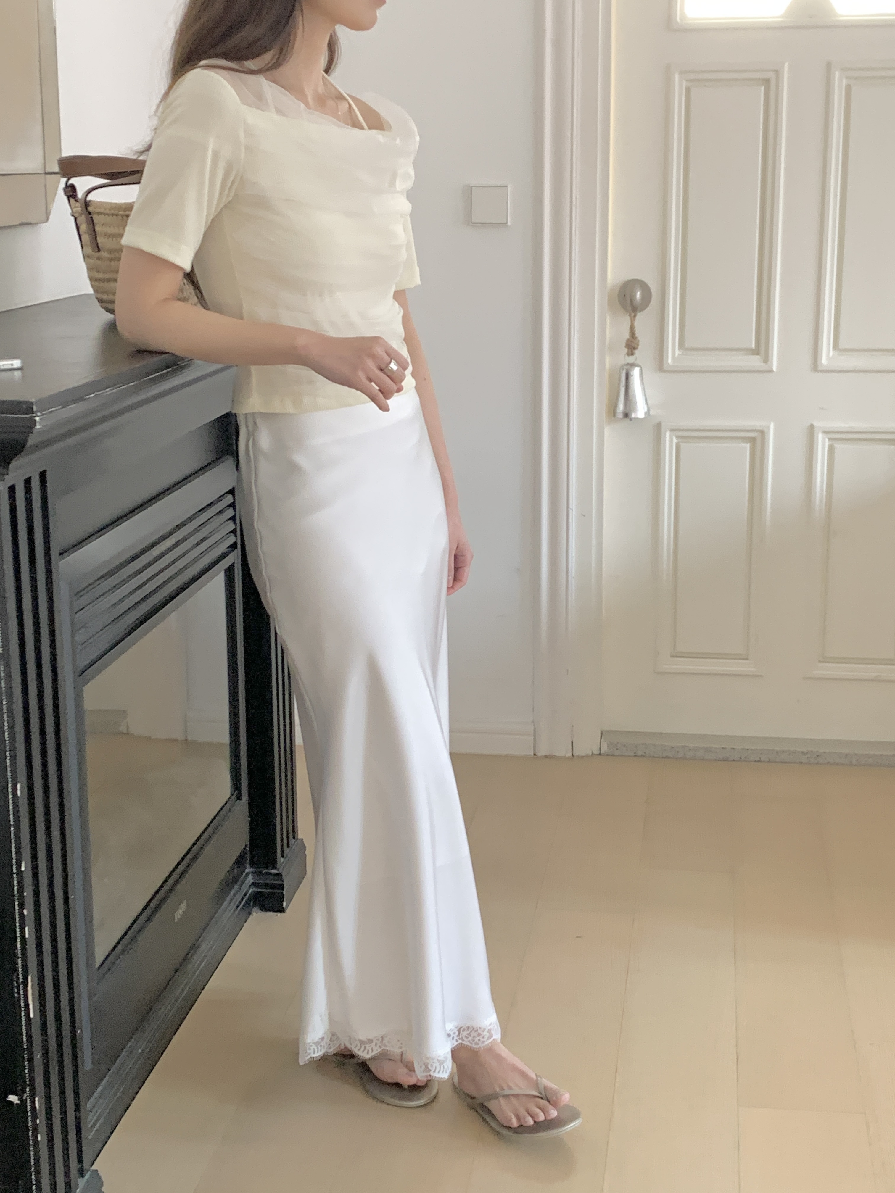 チュールコンビドレープホルターネック半袖Tシャツ | 詳細画像8