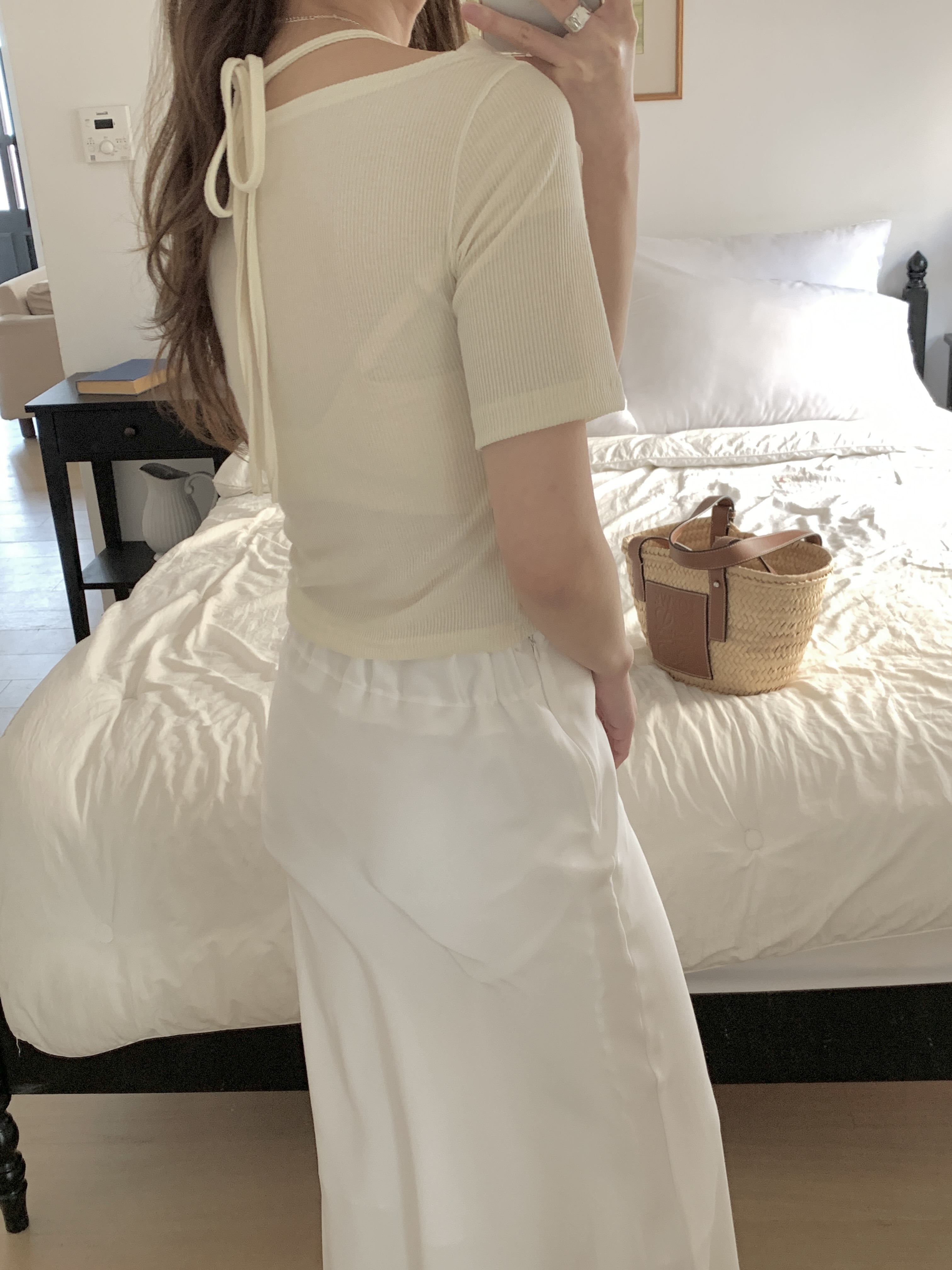 チュールコンビドレープホルターネック半袖Tシャツ | 詳細画像12