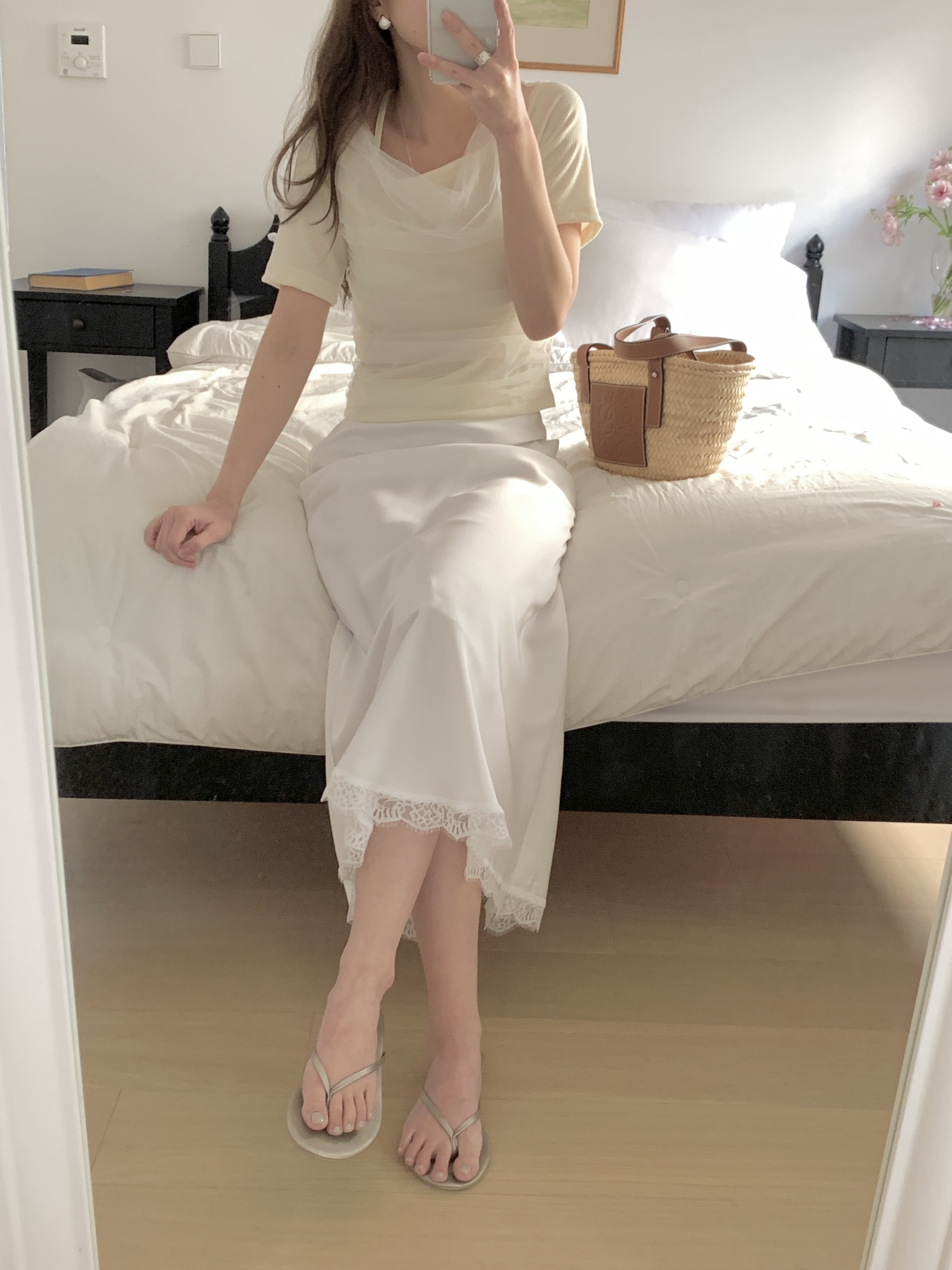 チュールコンビドレープホルターネック半袖Tシャツ | 詳細画像15