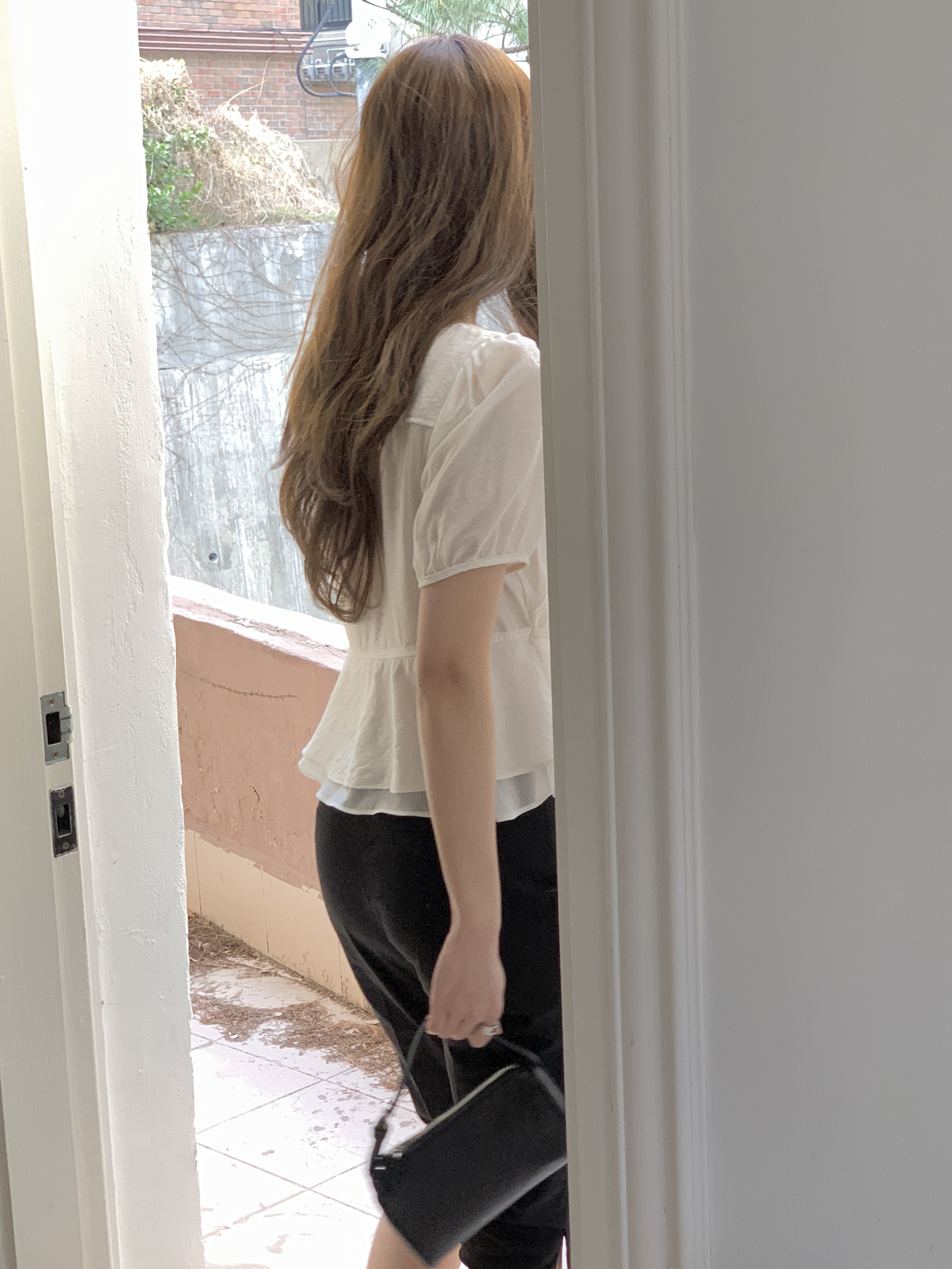 ボタンストラップラウンドネック半袖ブラウス | 詳細画像4