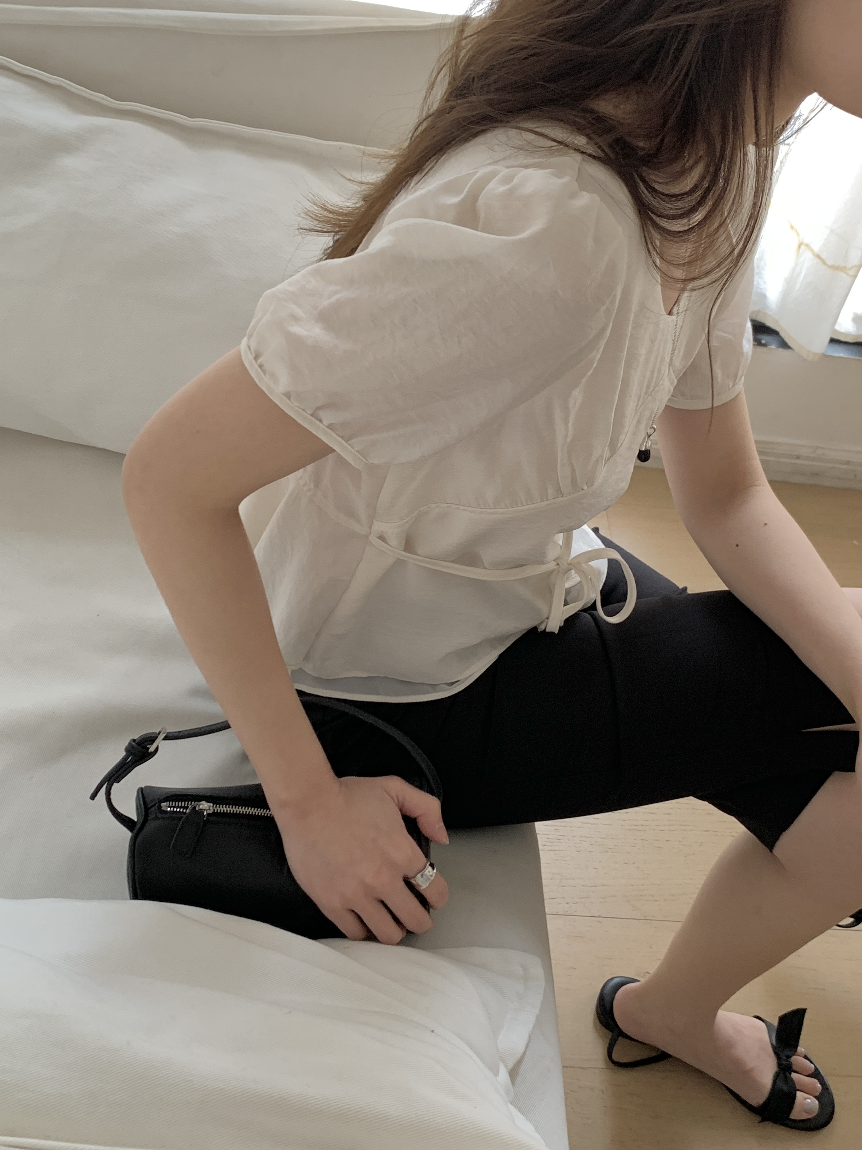 ボタンストラップラウンドネック半袖ブラウス | 詳細画像18