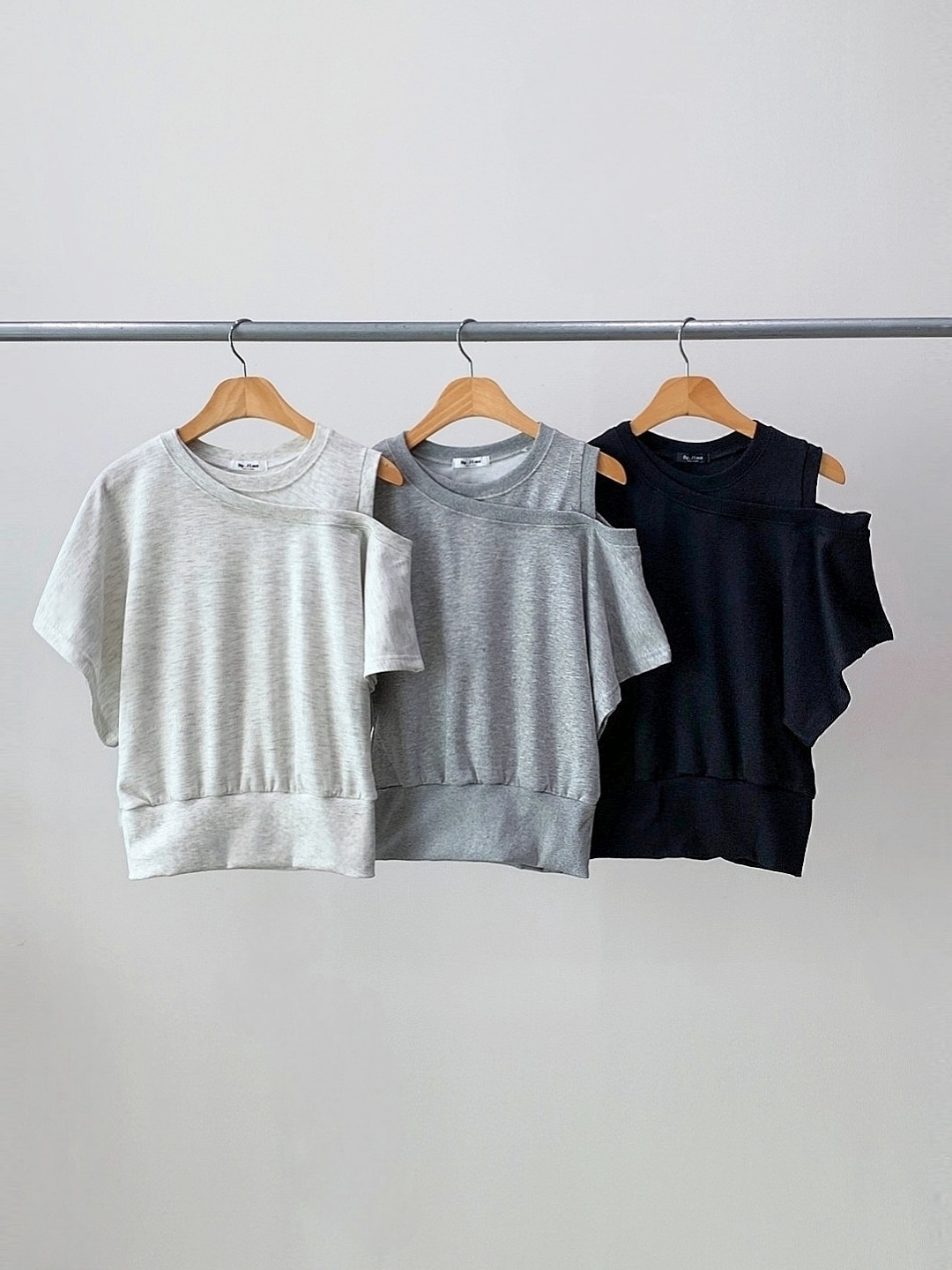 ワンショルダーポケットウエストゴムドルマンレイヤード風半袖ワイドセットアップ | 詳細画像18