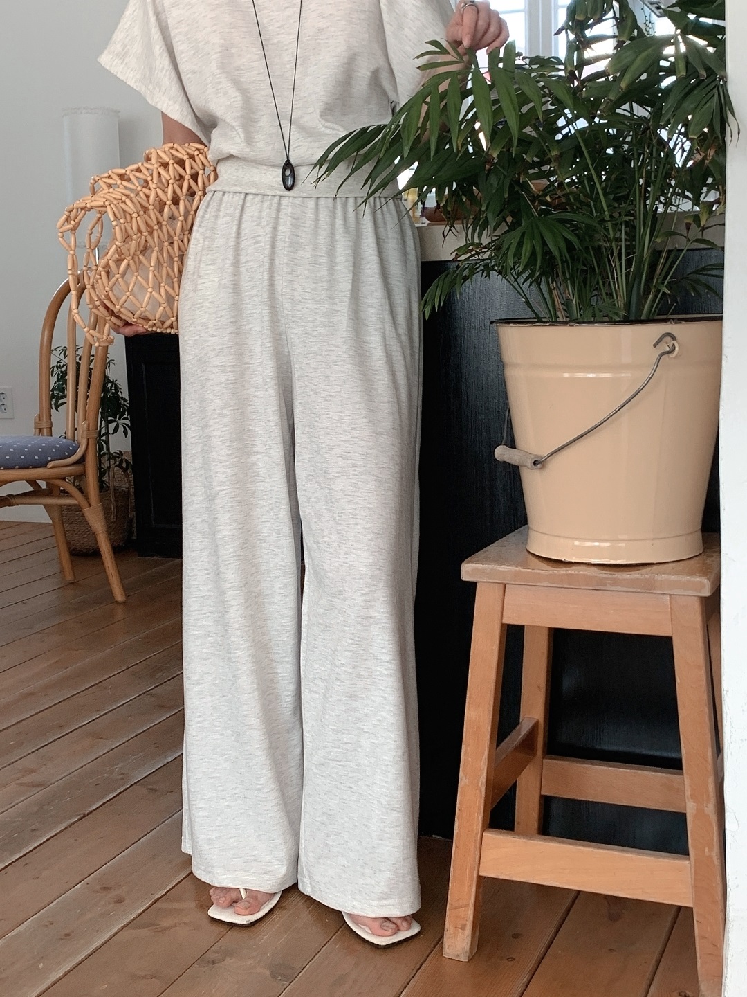 ワンショルダーポケットウエストゴムドルマンレイヤード風半袖ワイドセットアップ | 詳細画像17