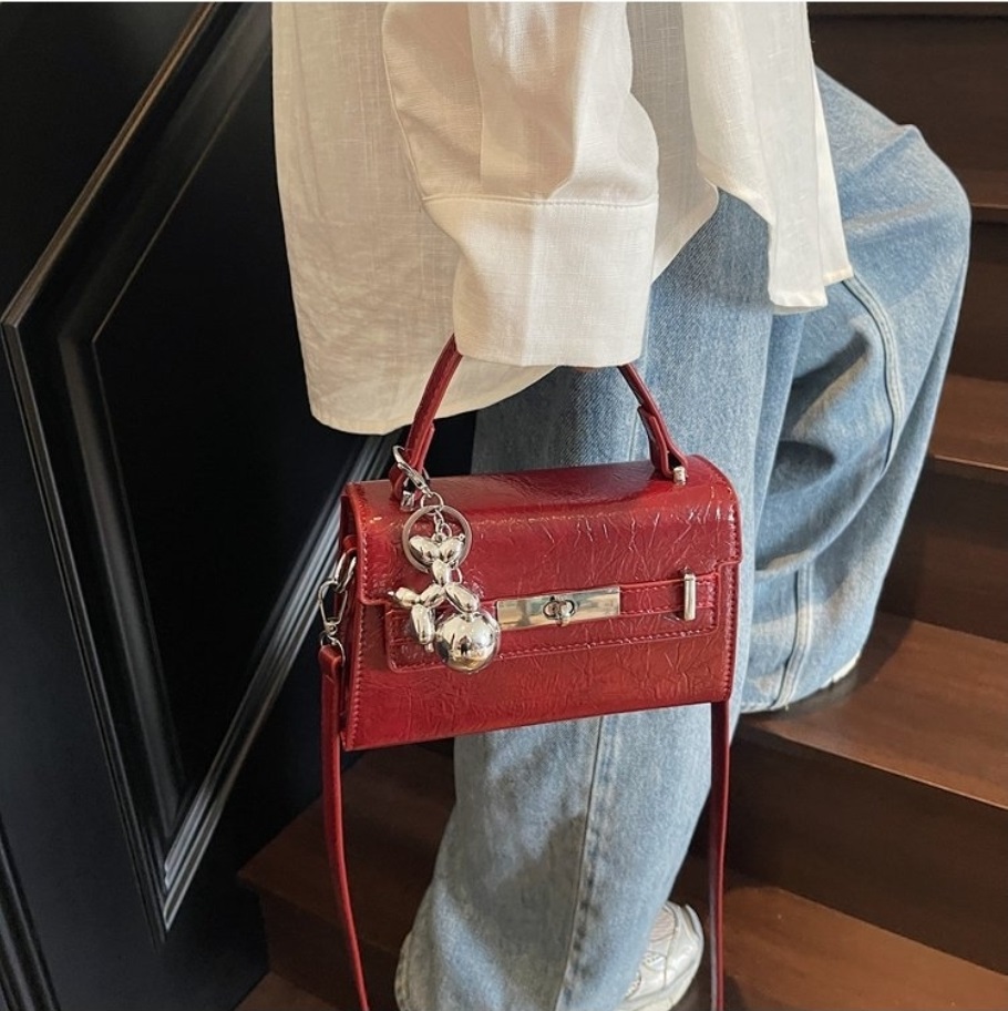 レザー調Hラインカラーショルダーバッグ | 詳細画像13