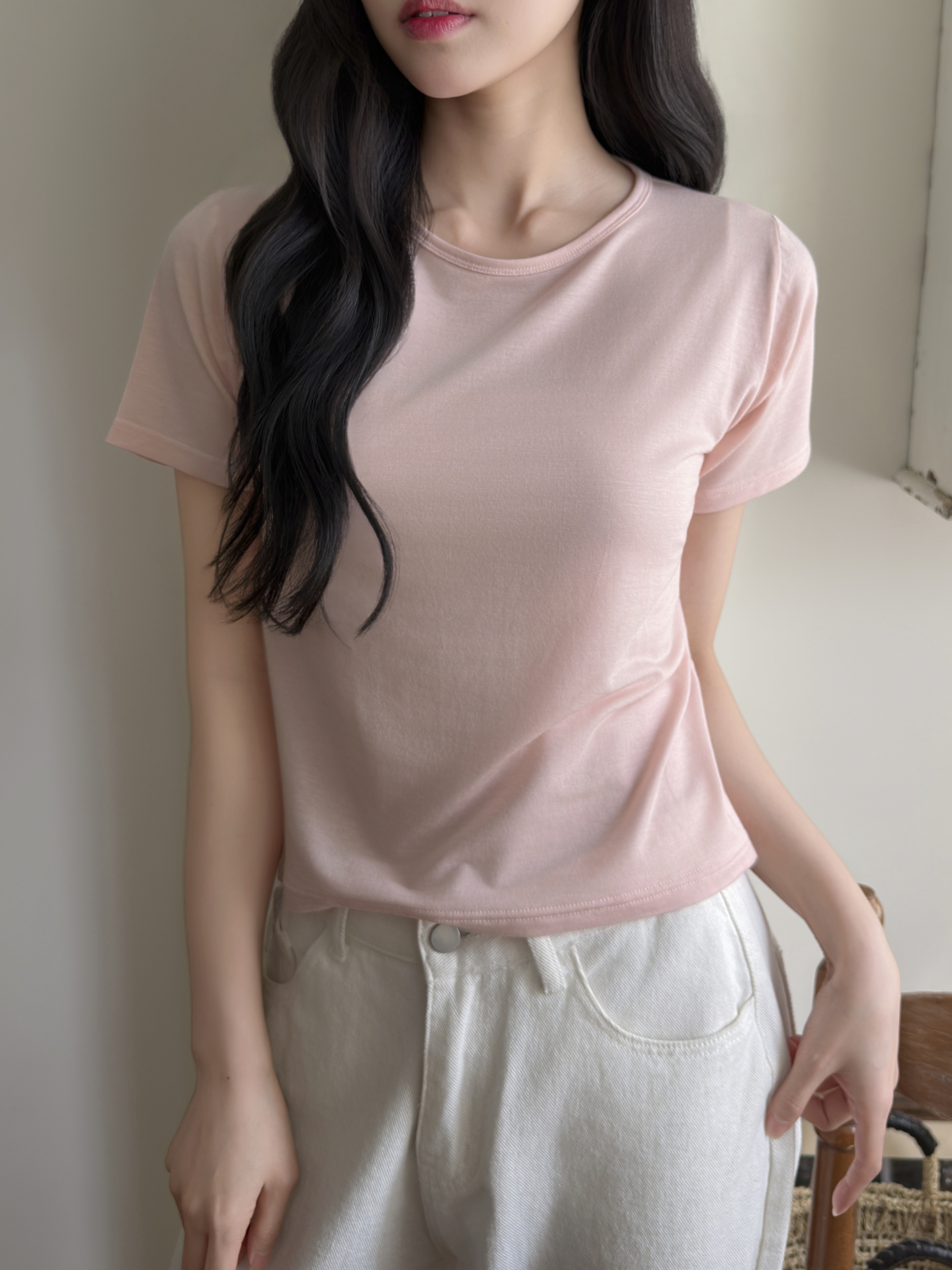 ストレッチラウンドネックベーシック半袖Tシャツ | 詳細画像2