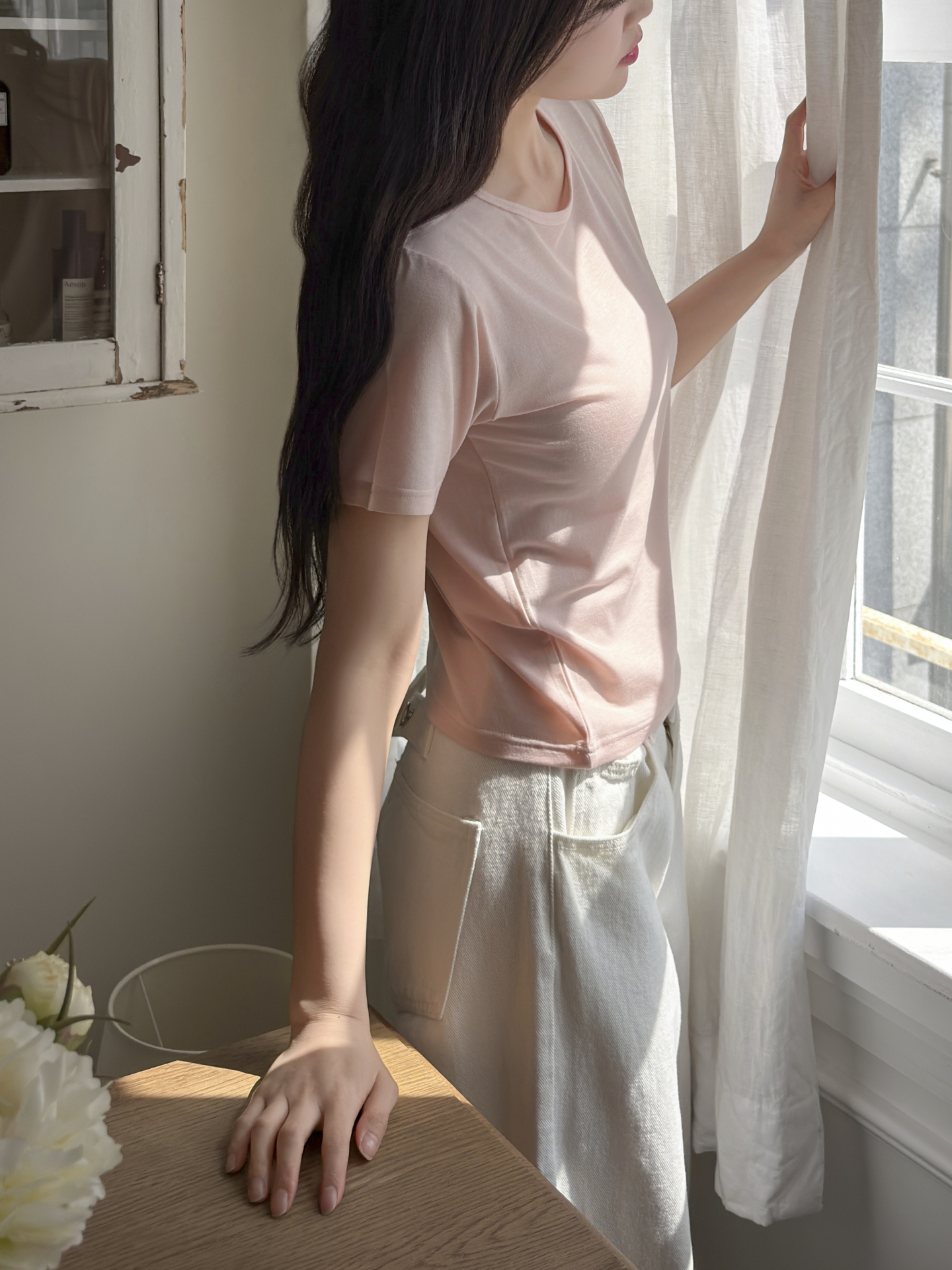 ストレッチラウンドネックベーシック半袖Tシャツ | 詳細画像12