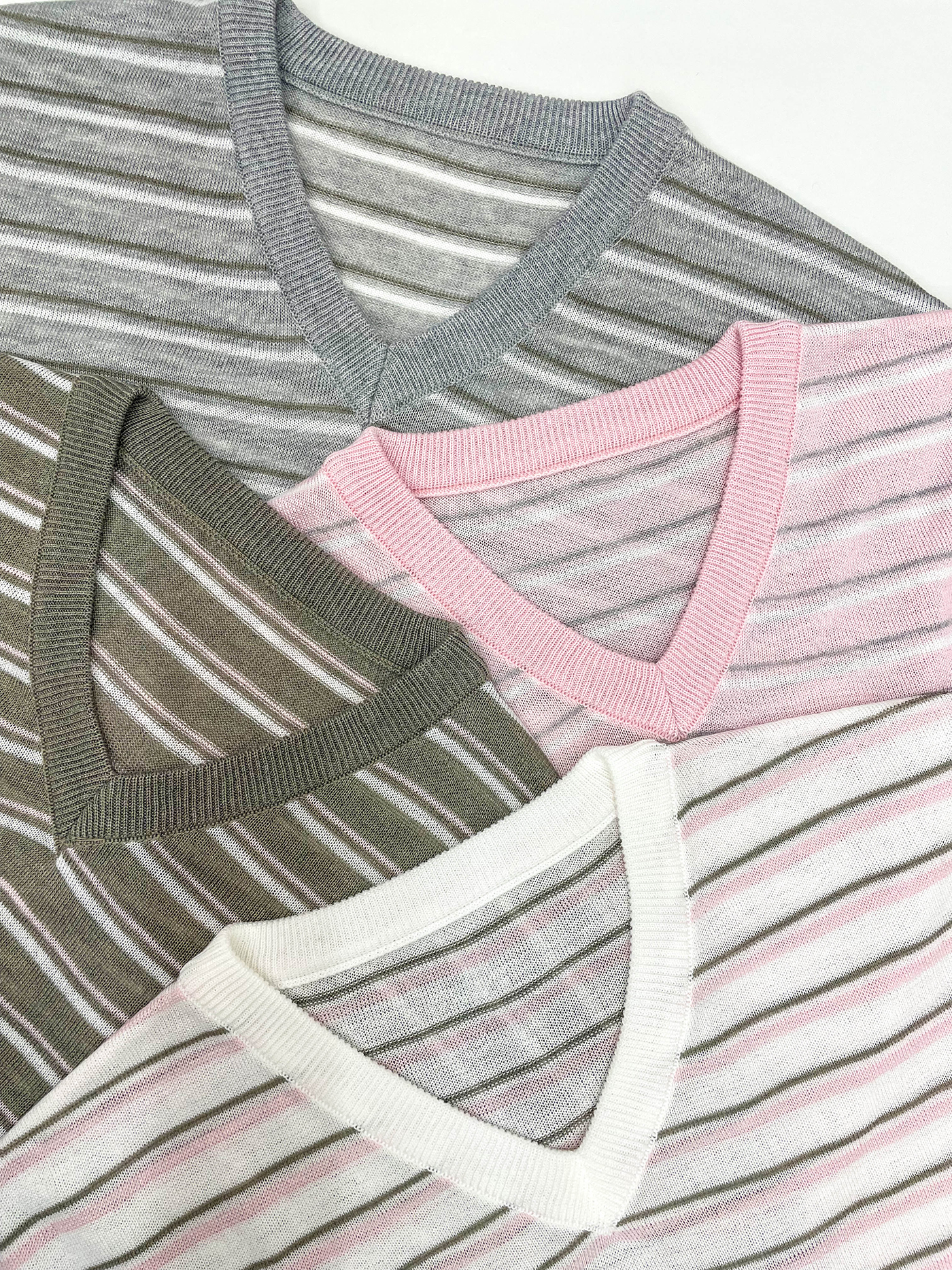 Vネックボクシールーズ長袖配色Tシャツ | 詳細画像4