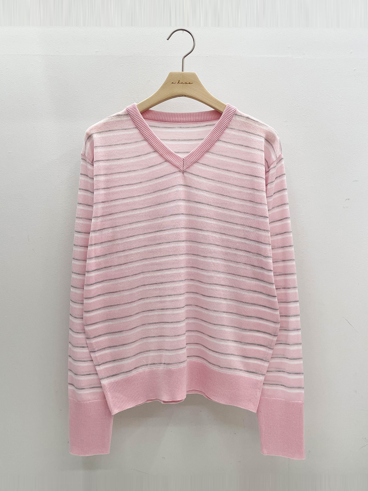 Vネックボクシールーズ長袖配色Tシャツ | 詳細画像16