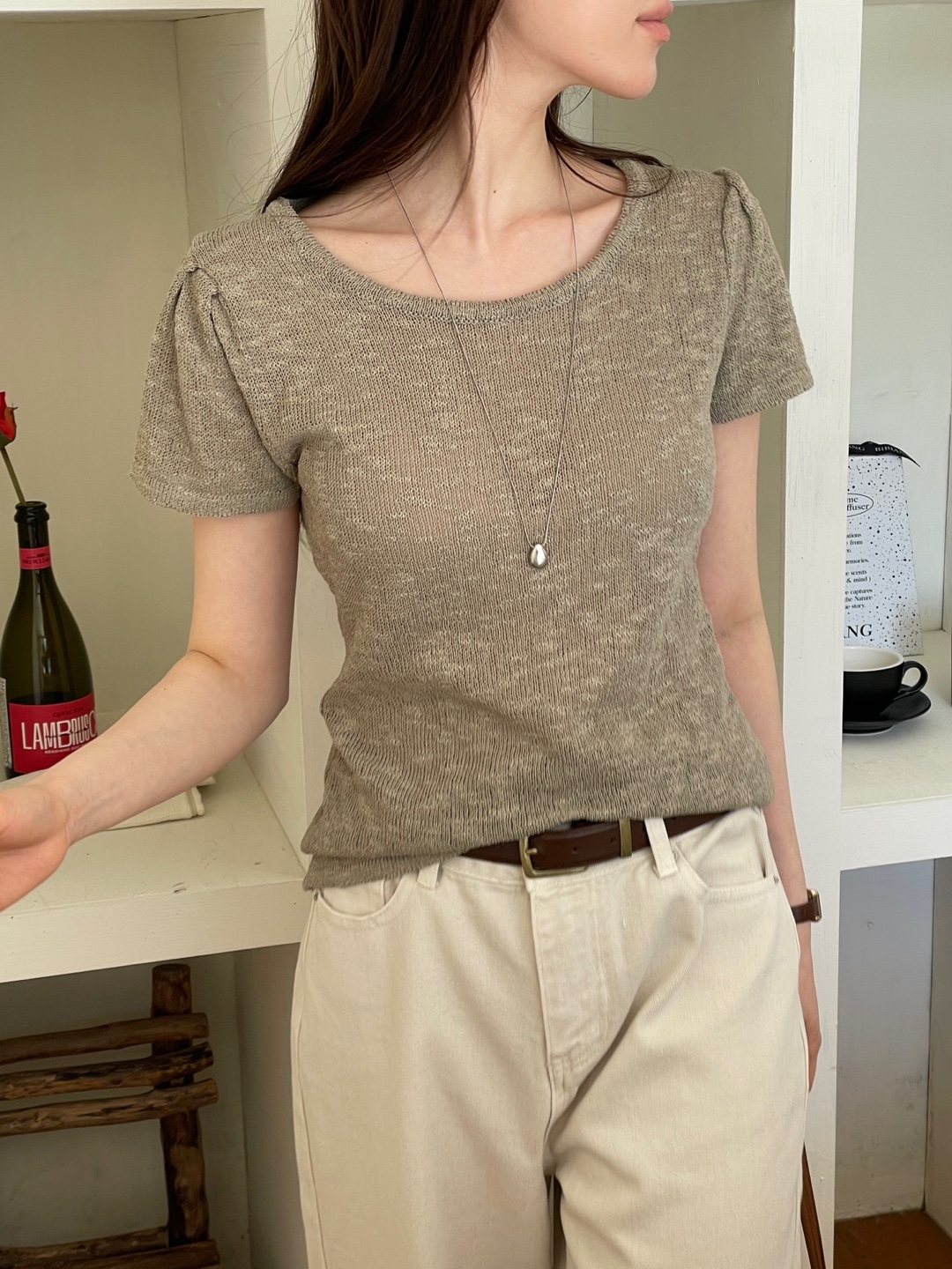 ラウンドネックベーシック半袖ニット | 詳細画像6