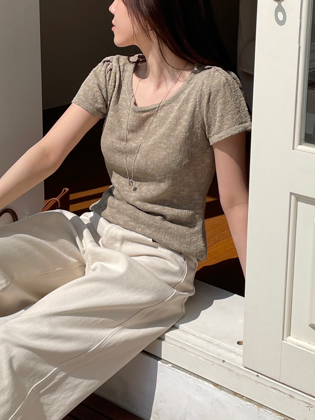 ラウンドネックベーシック半袖ニット | 詳細画像7