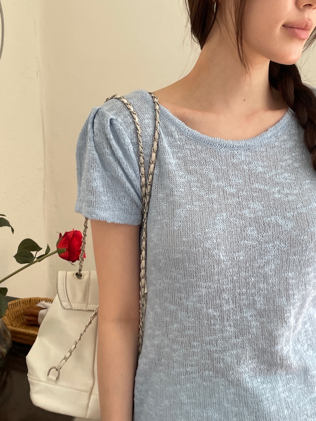 ラウンドネックベーシック半袖ニット | 詳細画像10