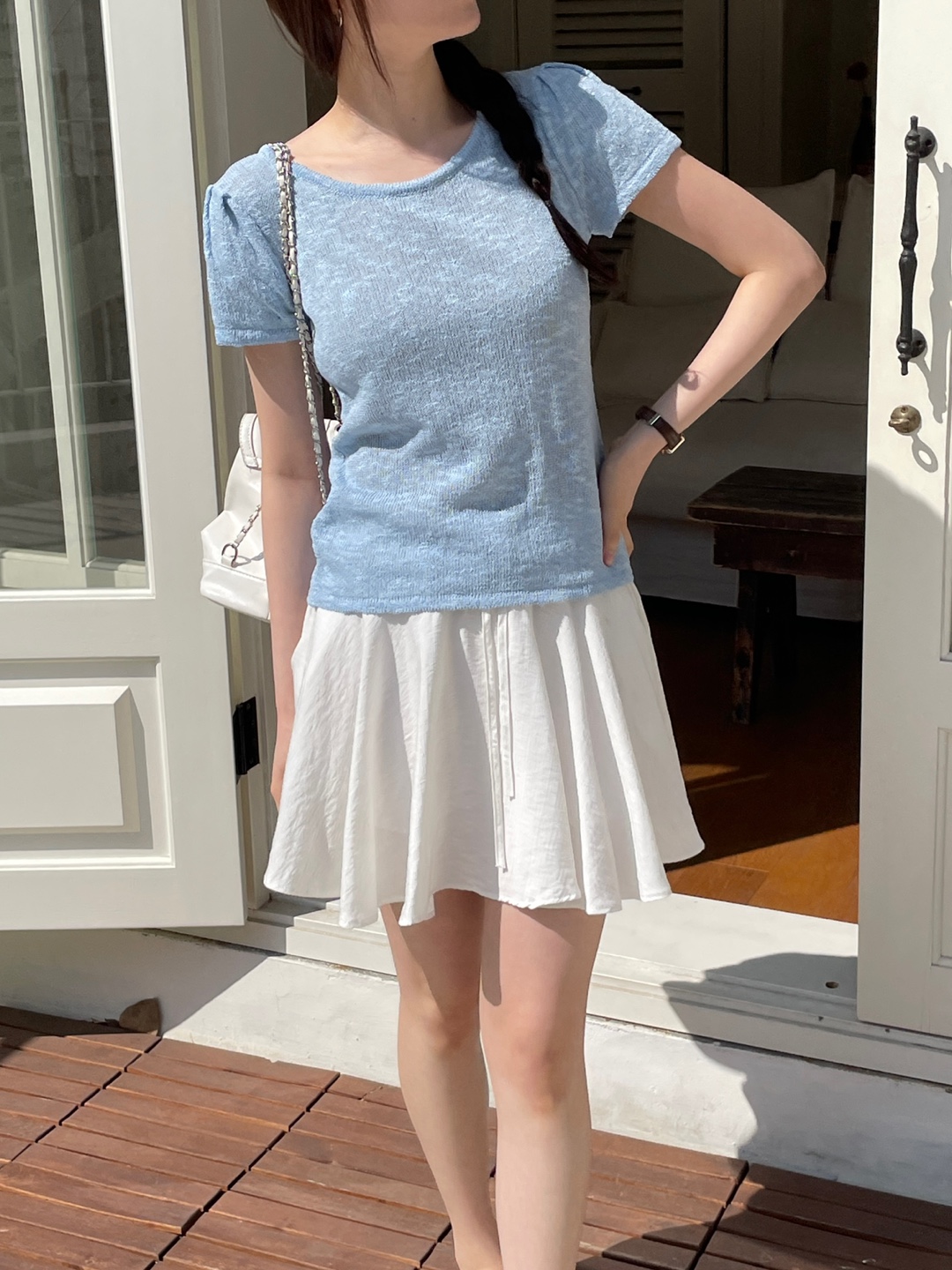 ラウンドネックベーシック半袖ニット | 詳細画像3