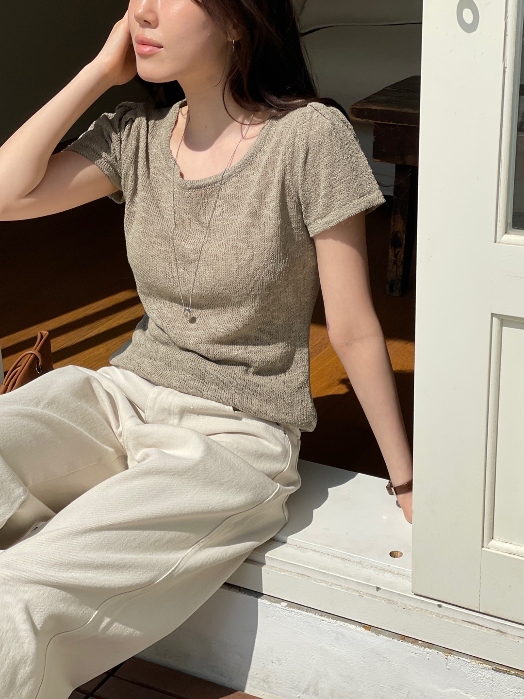 ラウンドネックベーシック半袖ニット | 詳細画像9