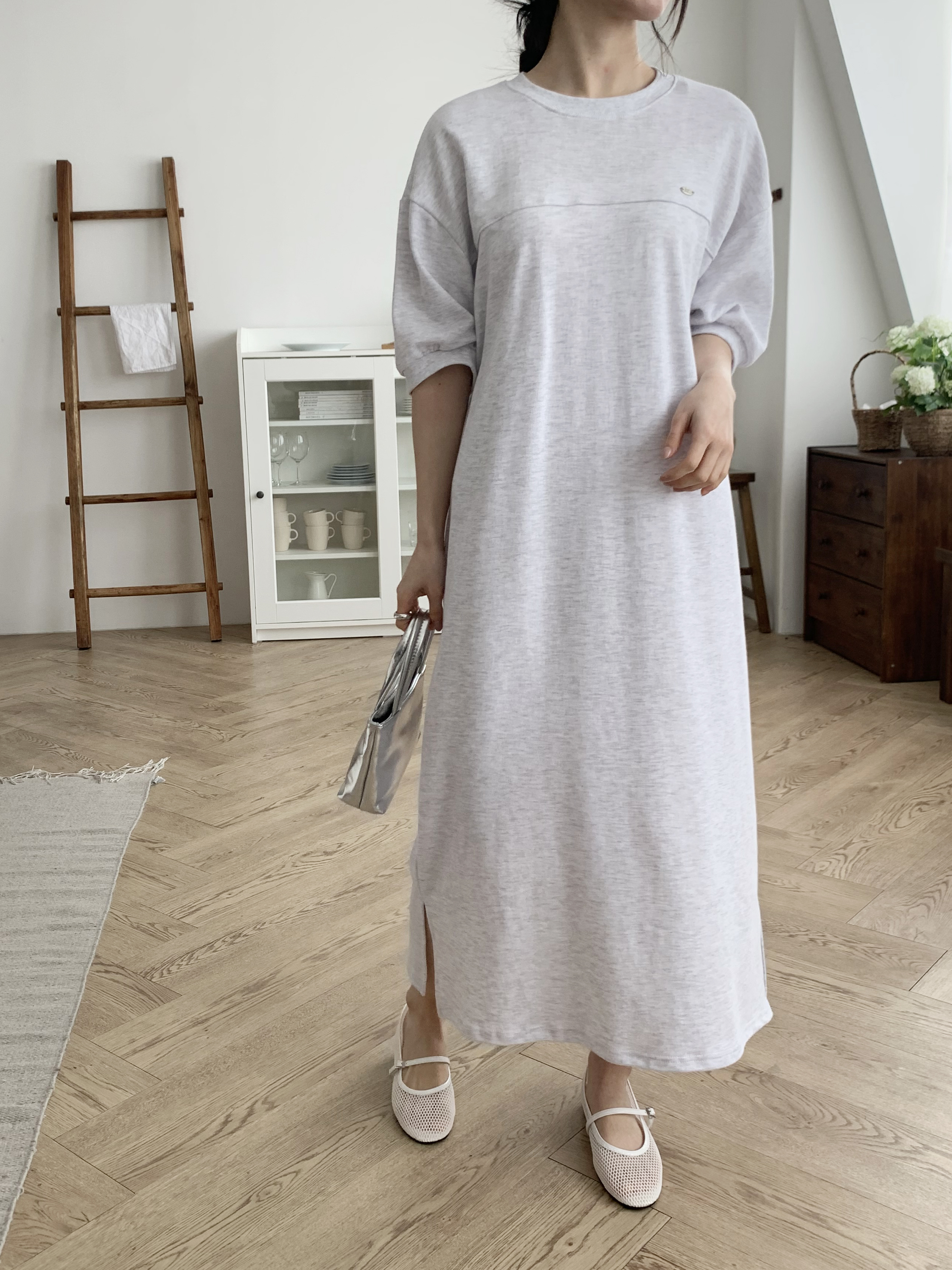 ラウンドネックロングルーズ半袖ペンダントワンピース | 詳細画像7