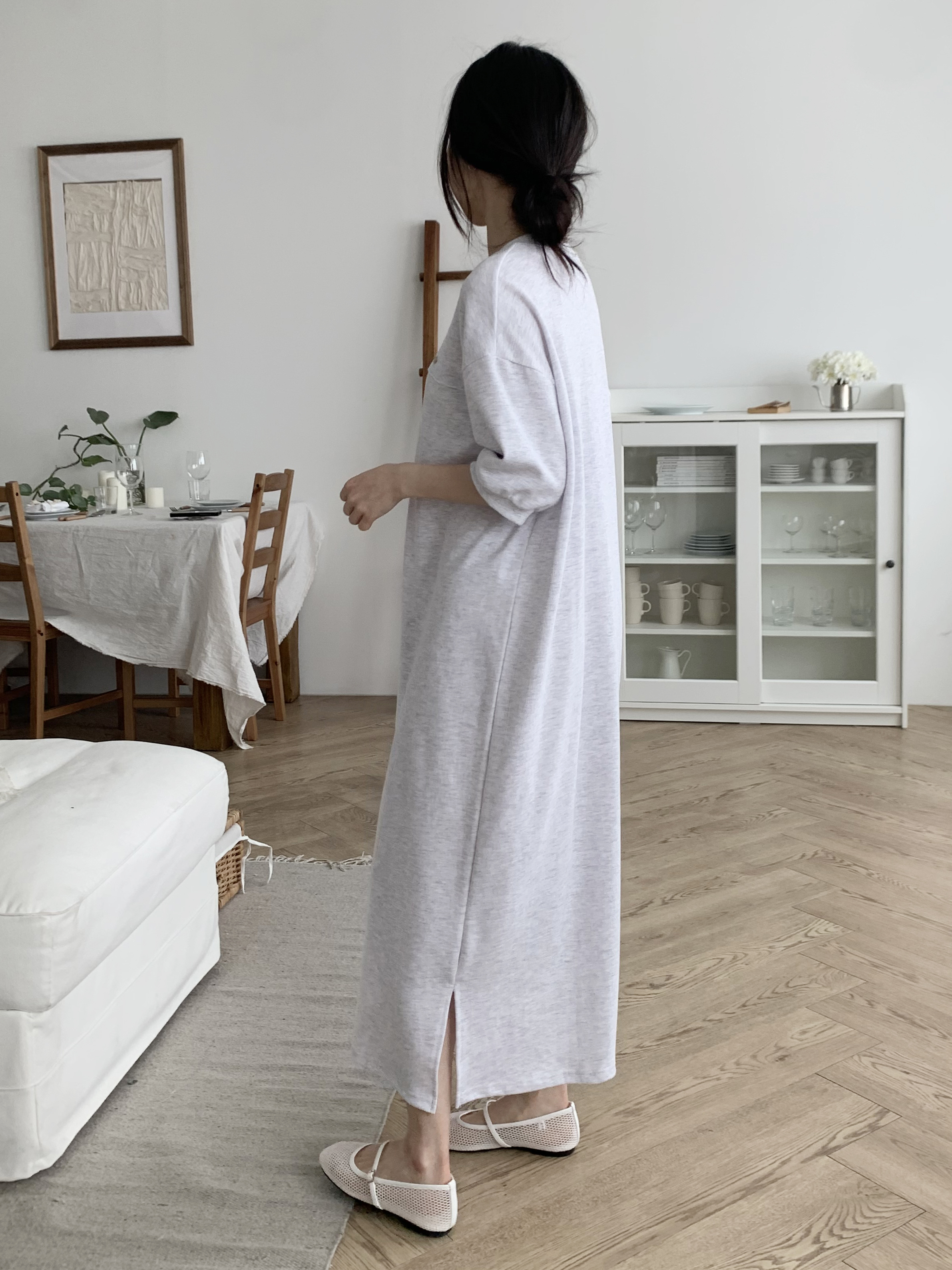 ラウンドネックロングルーズ半袖ペンダントワンピース | 詳細画像8