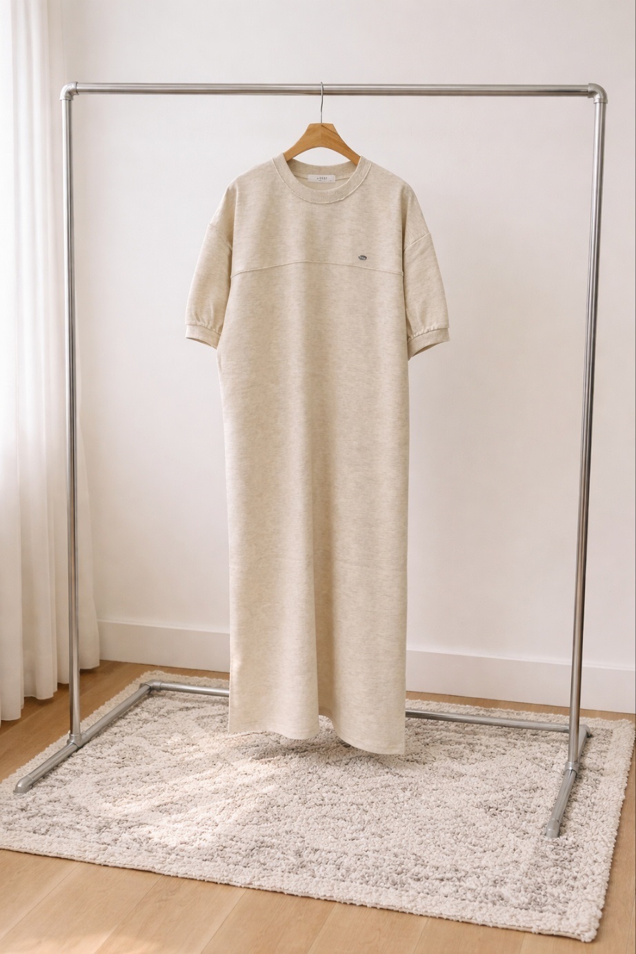 ラウンドネックロングルーズ半袖ペンダントワンピース | 詳細画像12