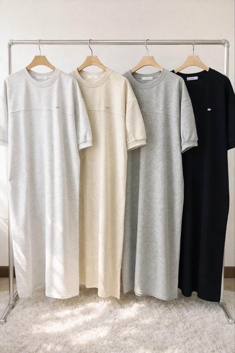 ラウンドネックロングルーズ半袖ペンダントワンピース | 詳細画像14