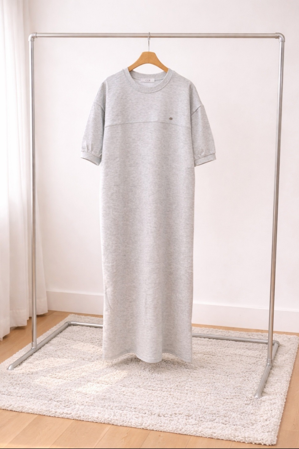 ラウンドネックロングルーズ半袖ペンダントワンピース | 詳細画像15