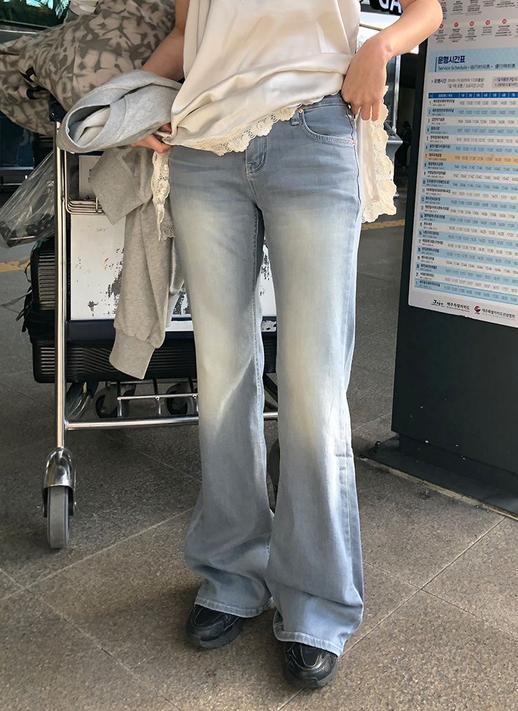 ローライズブーツカットウォッシングデニムパンツ | レディース