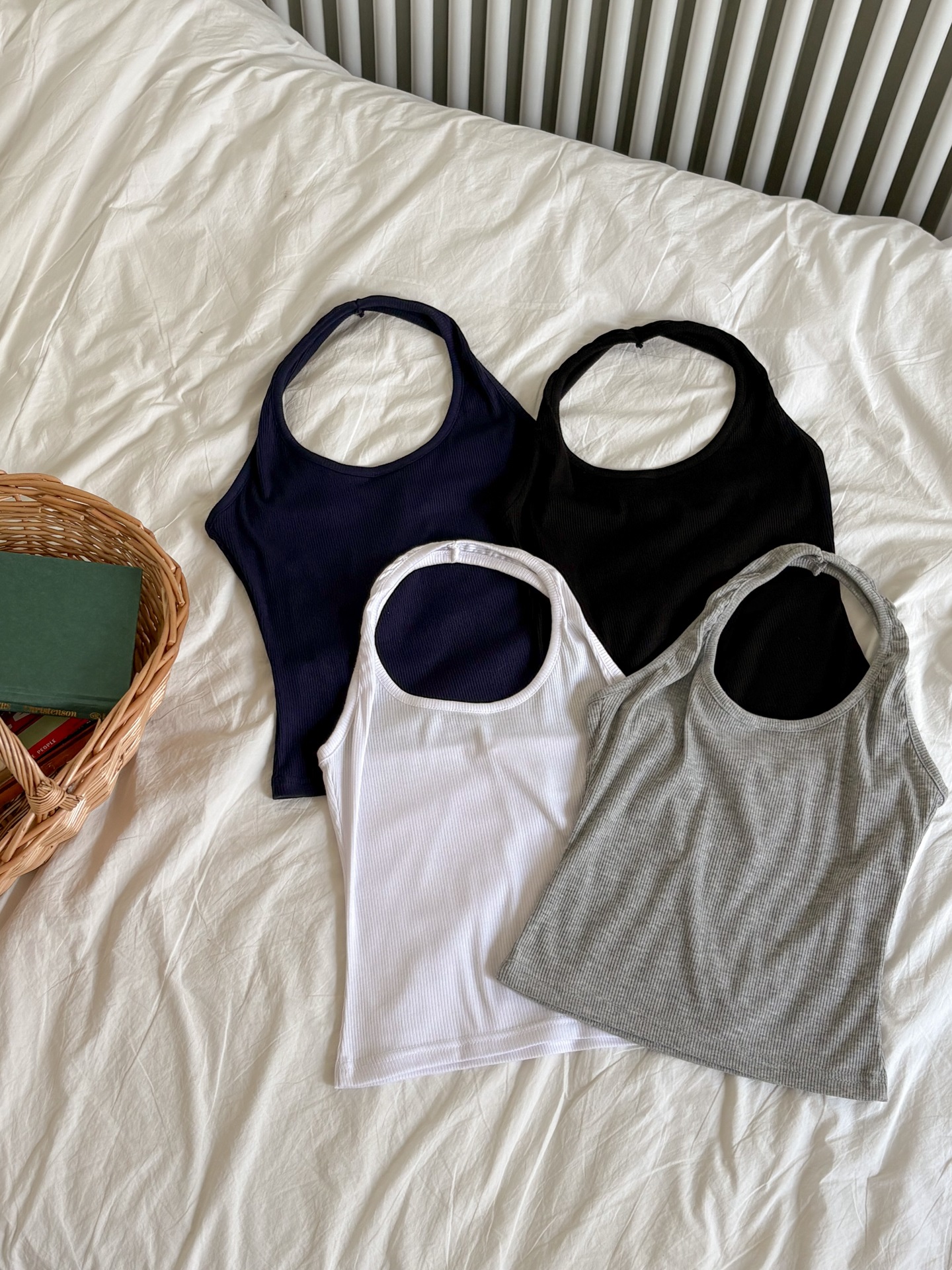 リブUネックホルターネッククロップドスリム無地ノースリーブ | 詳細画像15