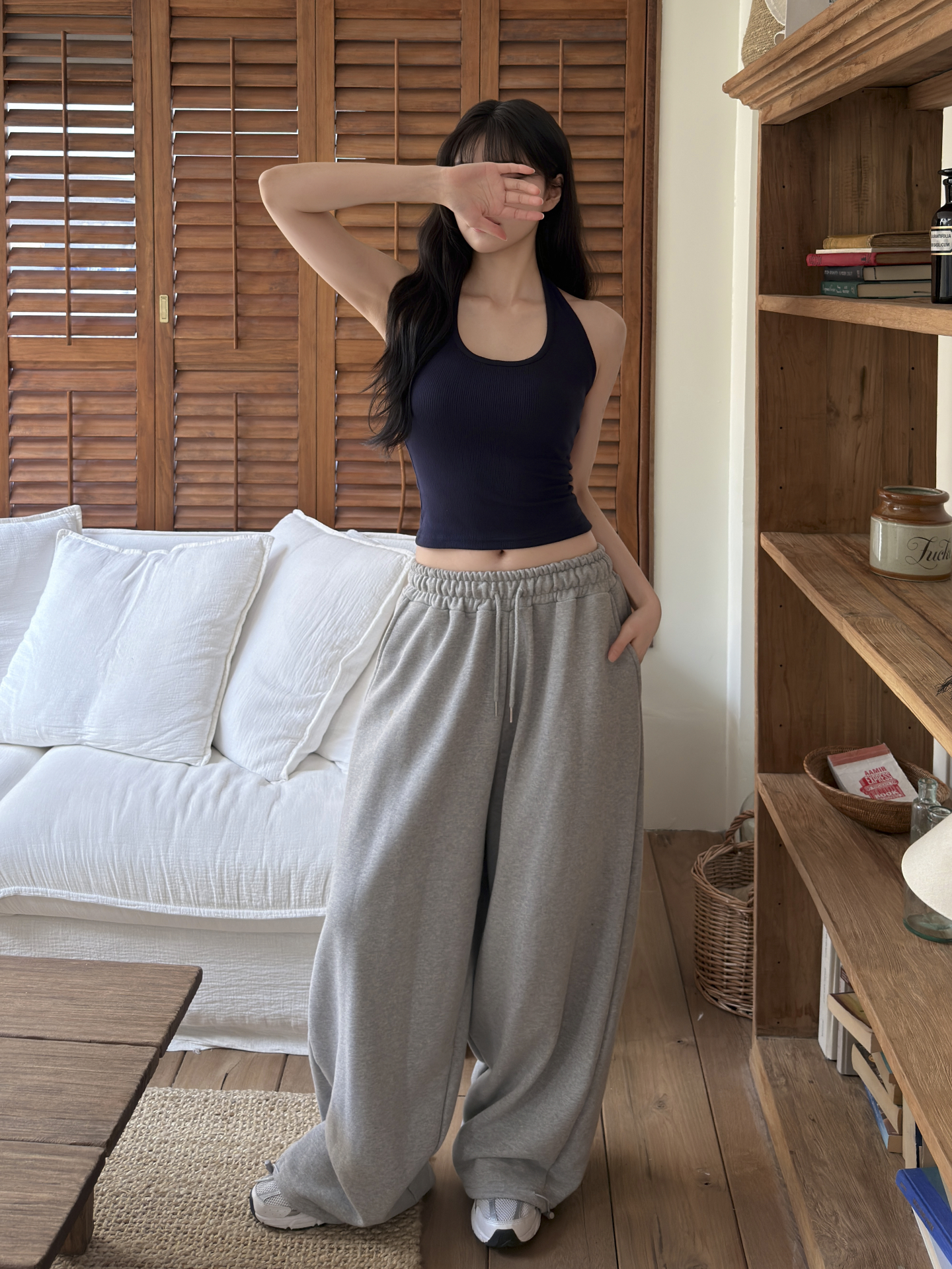 リブUネックホルターネッククロップドスリム無地ノースリーブ | 詳細画像12