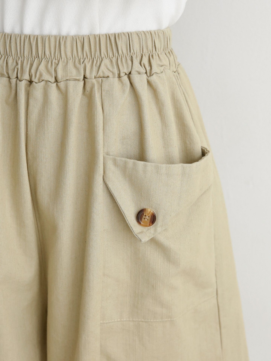 ポケットウエストゴムフェイクボタンハーフ無地ハーフパンツ | 詳細画像14