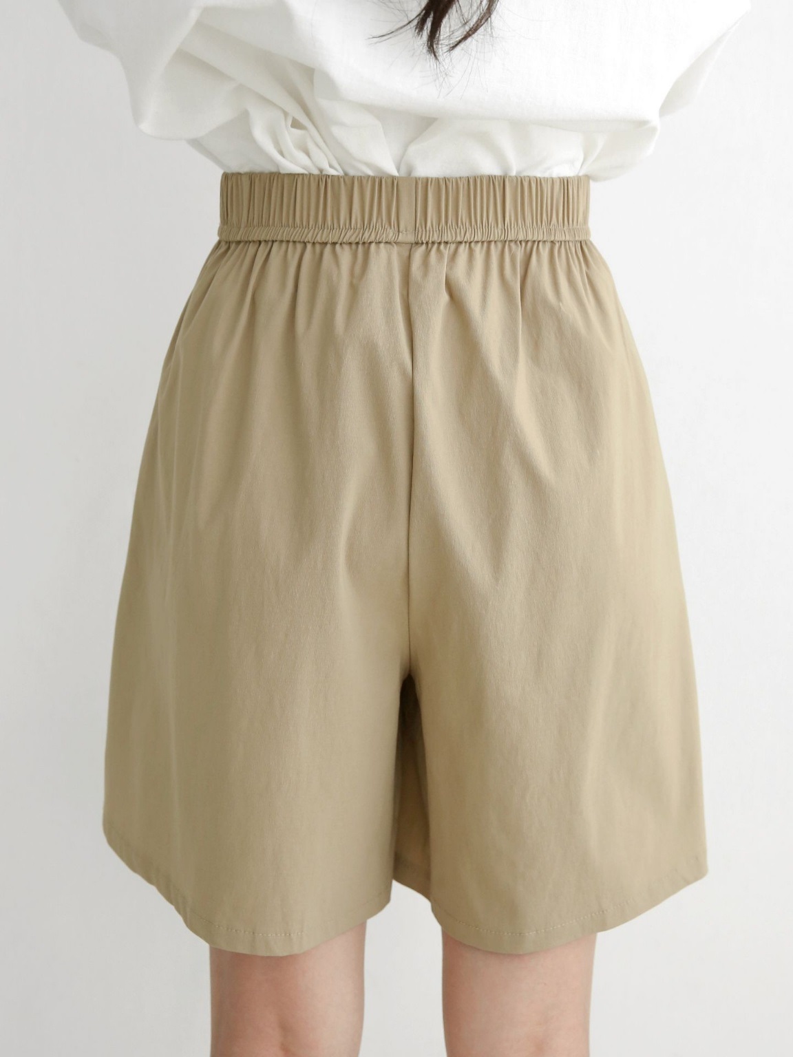 ポケットウエストゴムオーバーサイズフレアハーフ無地スカートパンツ | 詳細画像17