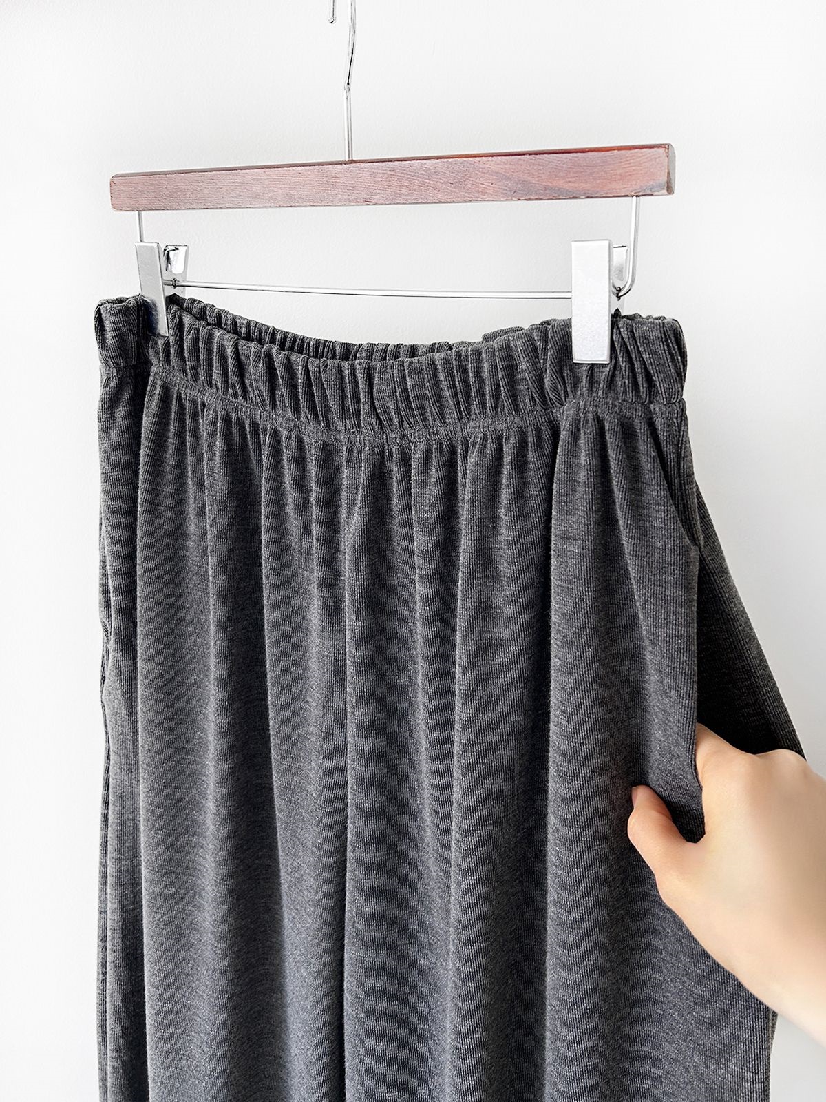 Vネックポケットオープンカラーウエストゴムオーバーサイズルーズ半袖ドロップショルダー無地ツーピース(トップス、ボトムス)パンツTシャツ | 詳細画像50