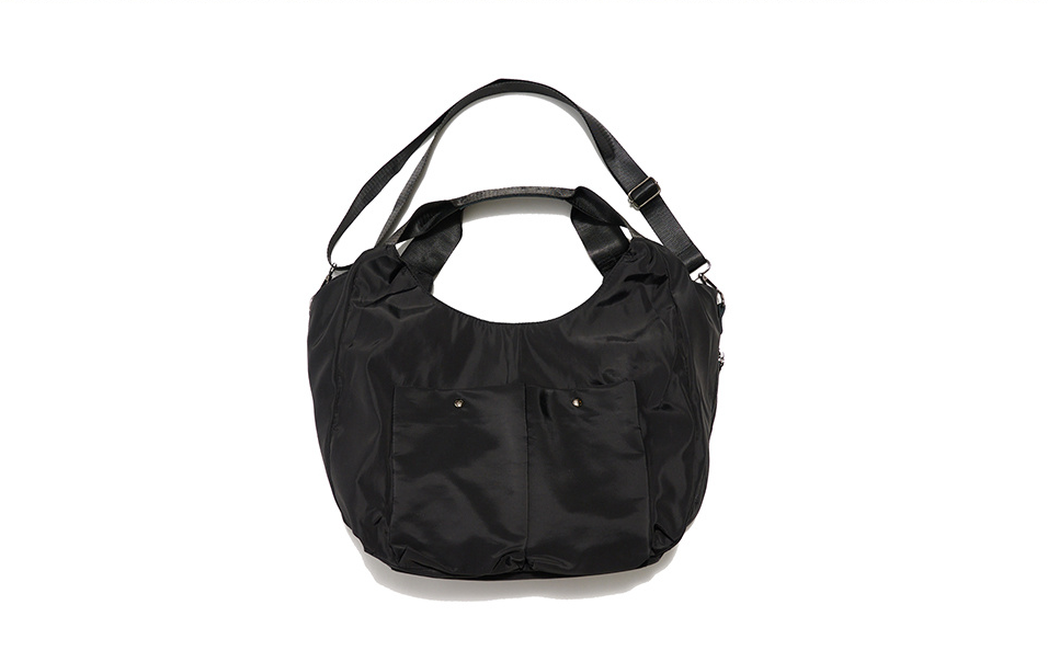 ナイロンジップアップポケットDリング無地ショルダーバッグ | 詳細画像6