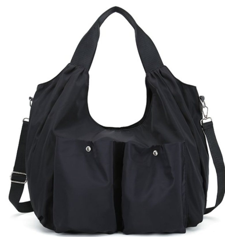 ナイロンジップアップポケットDリング無地ショルダーバッグ | 詳細画像12