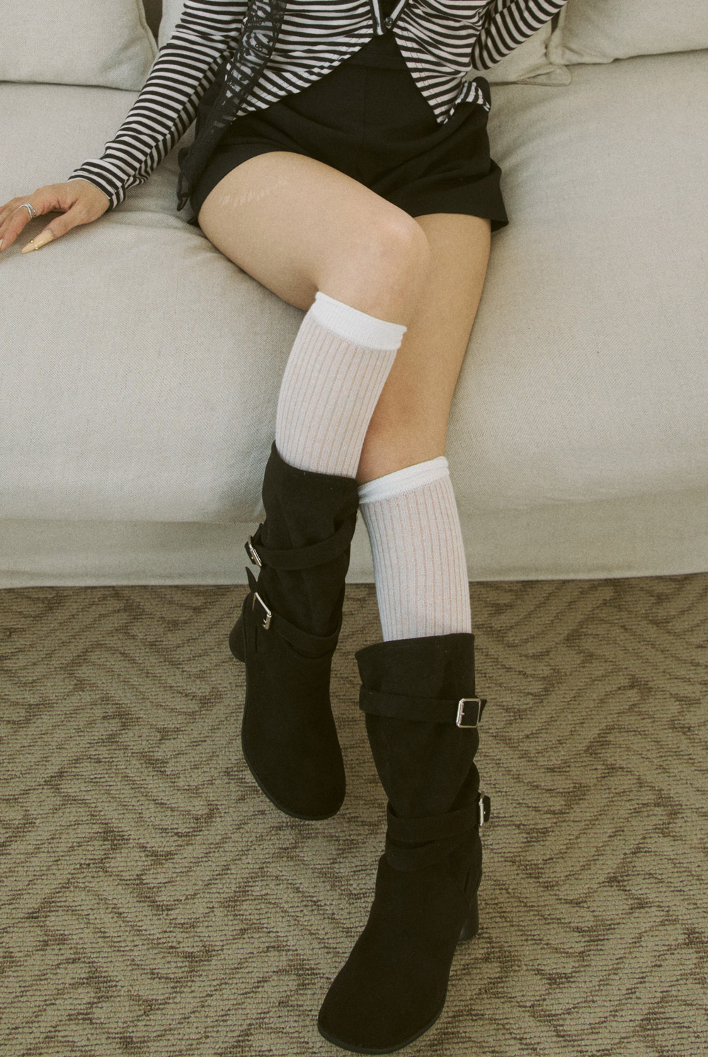 スエード調リボン(固定)リンクルブーツ | DHOLIC | 詳細画像2