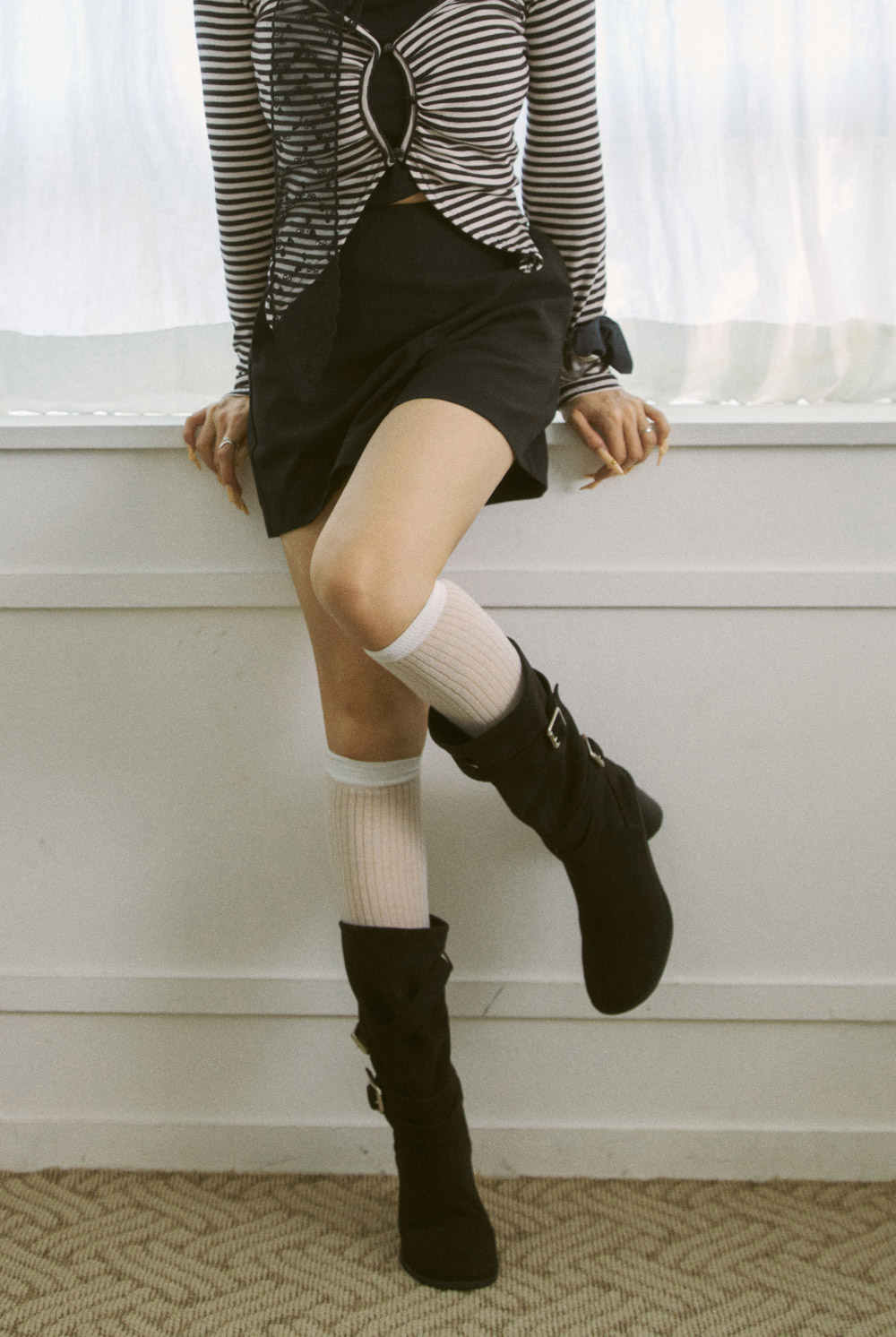 スエード調リボン(固定)リンクルブーツ | DHOLIC | 詳細画像9