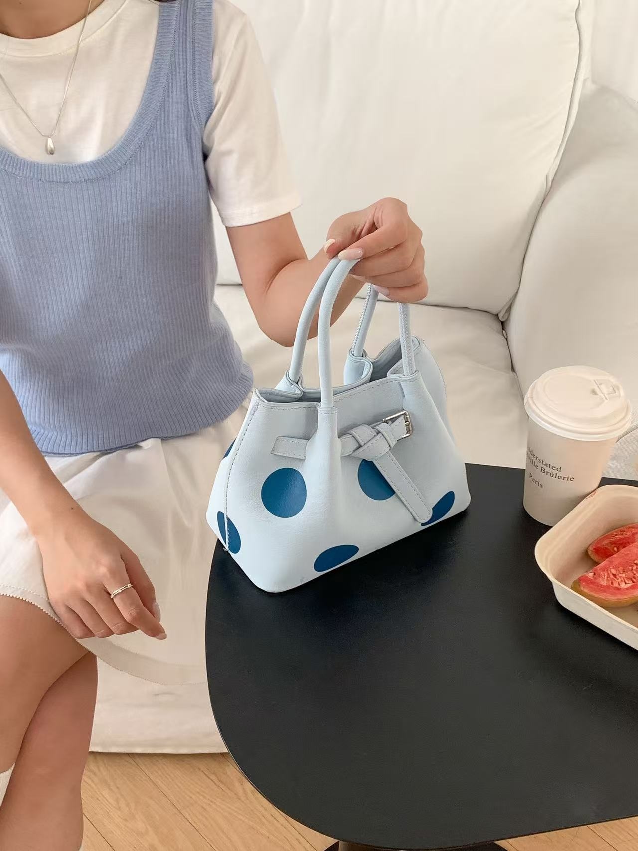 レザー調ツイストミニドットショルダーバッグ | 詳細画像14