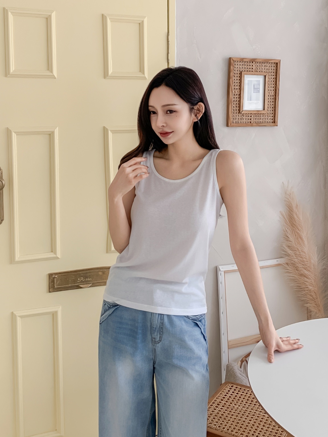 リブベーシックカラーノースリーブ | 詳細画像6