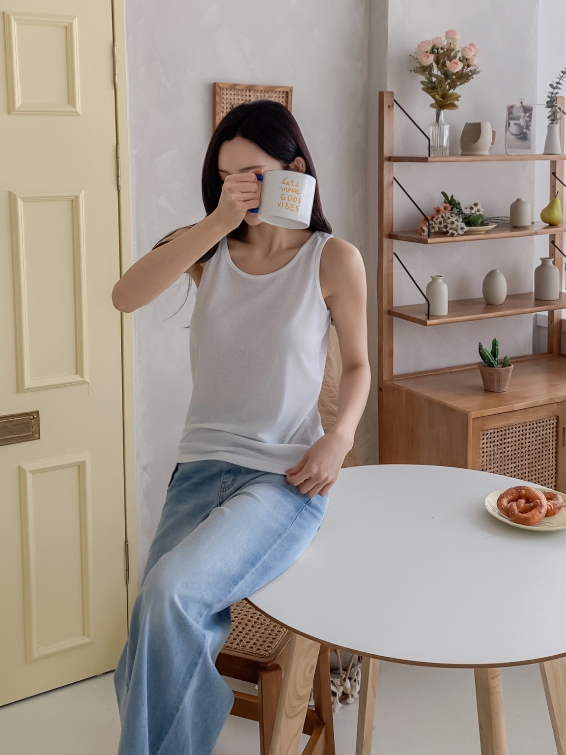 リブベーシックカラーノースリーブ | 詳細画像7