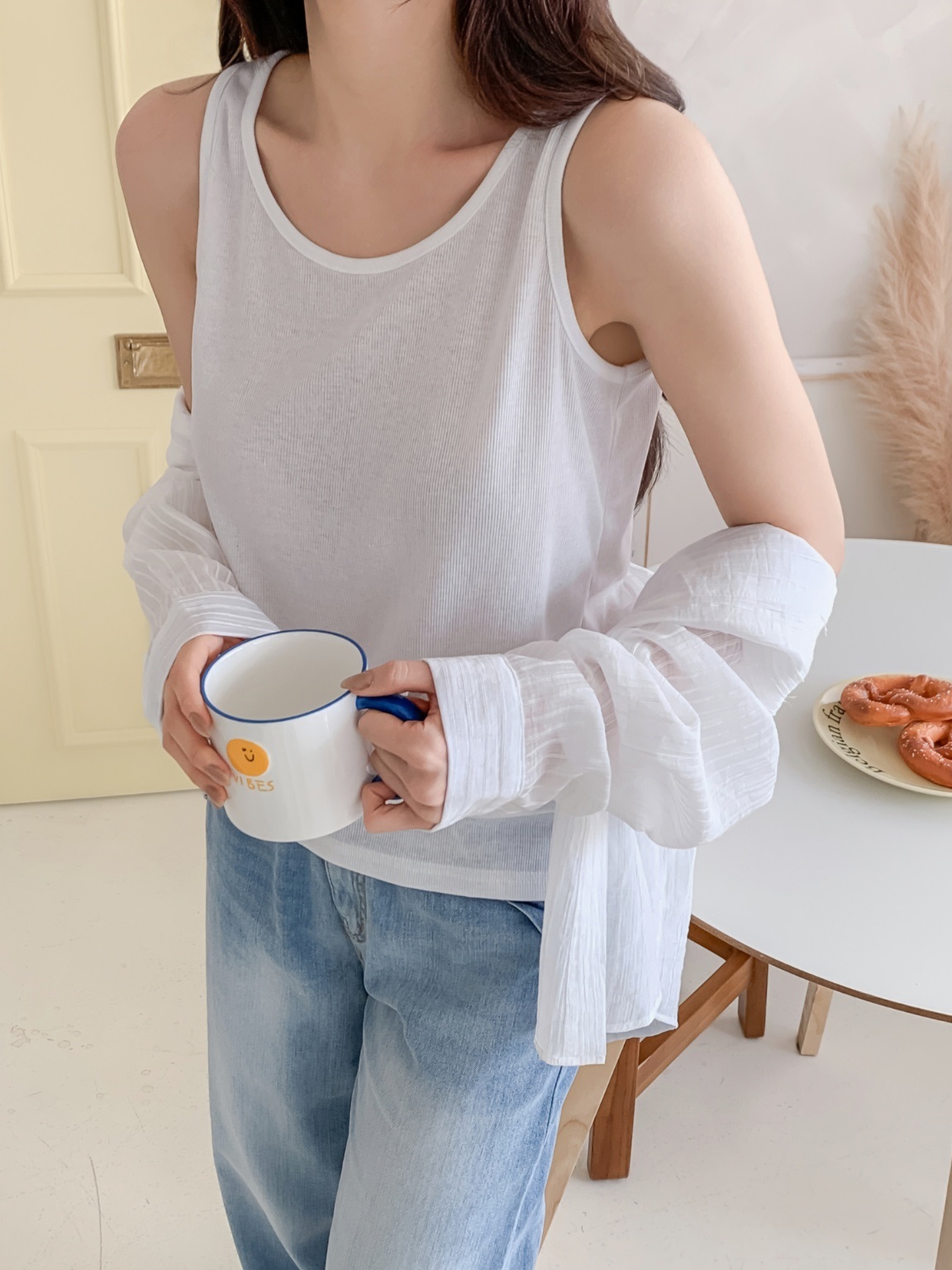 リブベーシックカラーノースリーブ | 詳細画像10