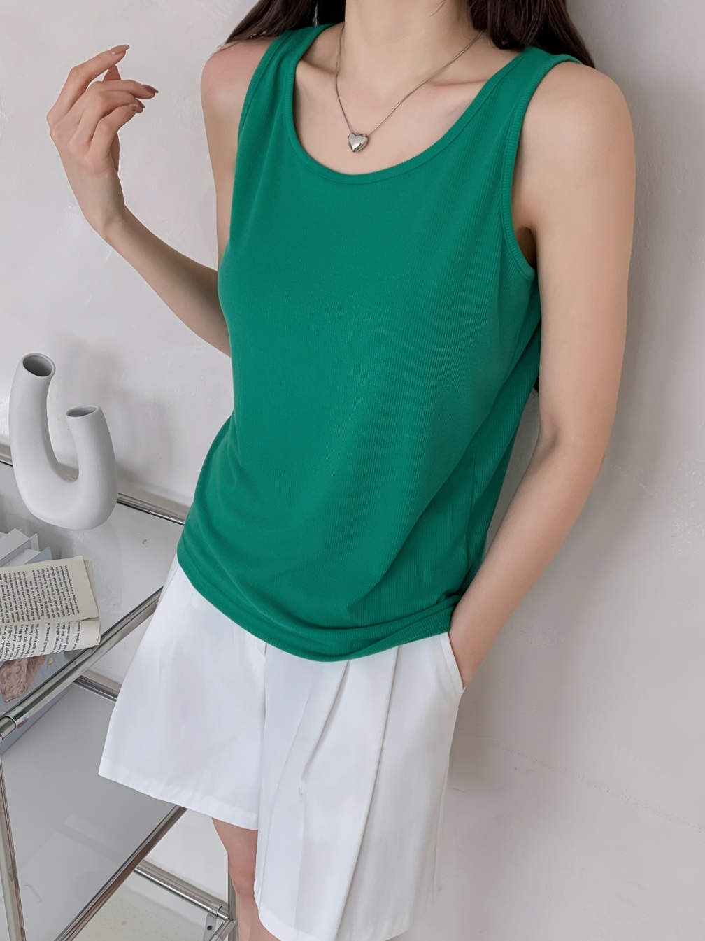 リブベーシックカラーノースリーブ | 詳細画像15