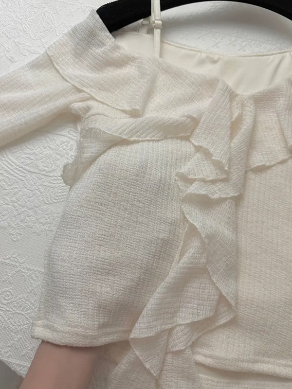 ストラップワンショルダーラッフルスリム長袖ブラウス | 詳細画像7