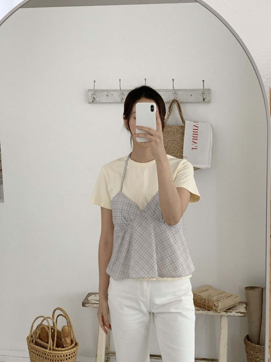 ホルターネックギャザーバックリボンチェックビスチェ | 詳細画像7